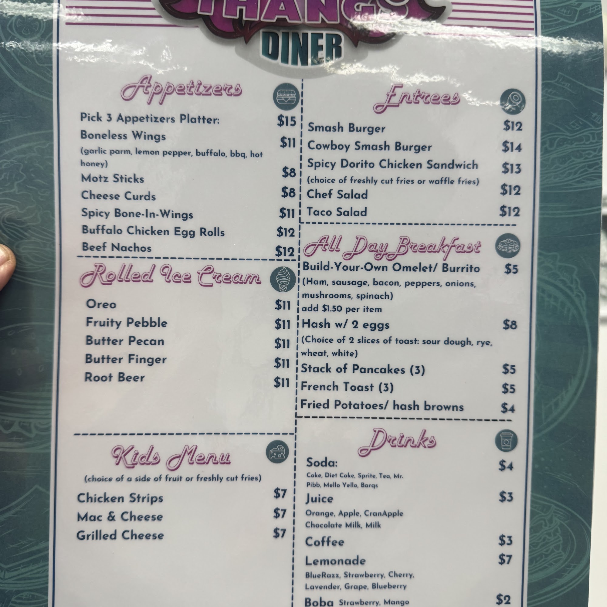 Sweet Thangs Menu