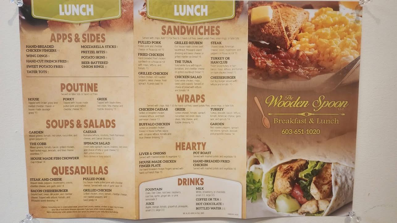 The Wooden Spoon Menu