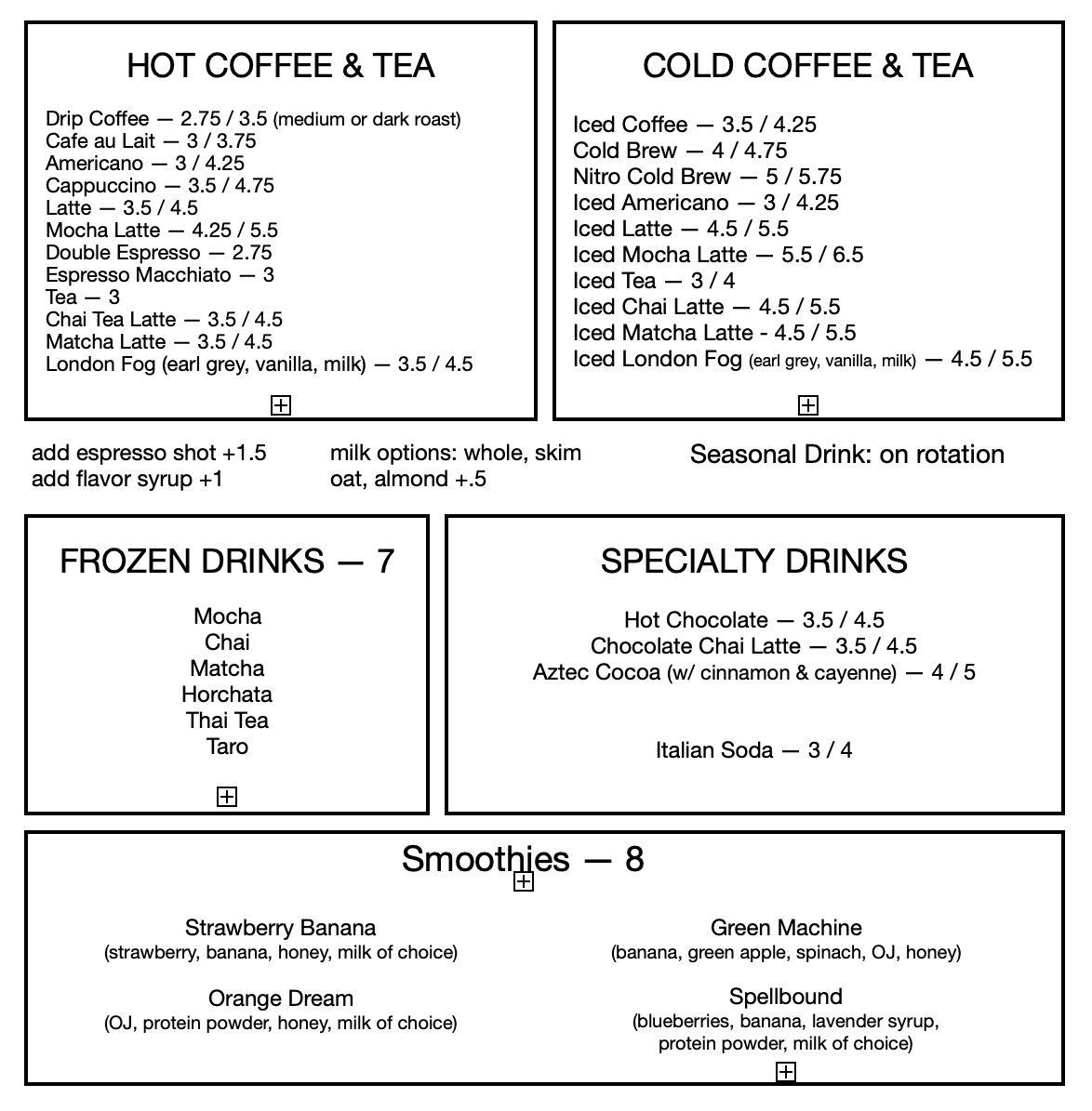 Gibson's Cafe, LLC Menu