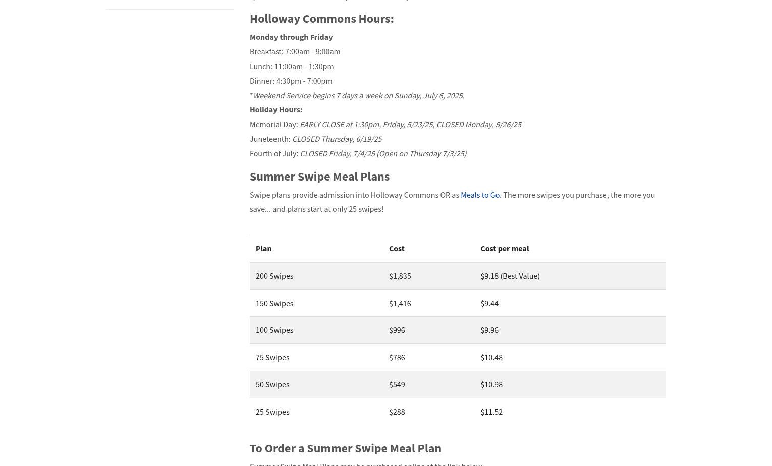 UNH Wildcatessen Menu