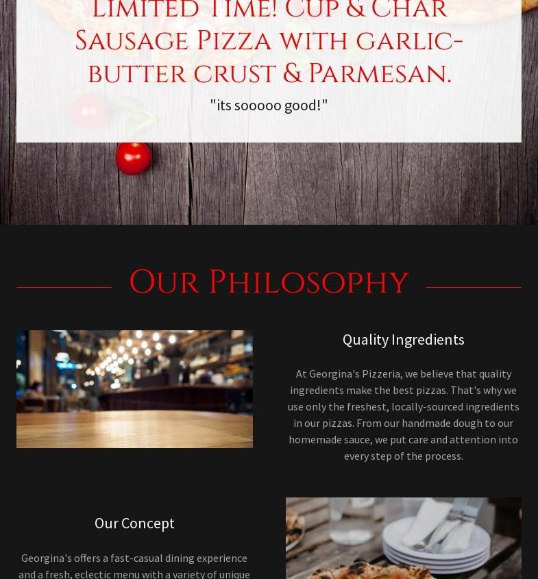 Georgina’s Pizzeria Menu