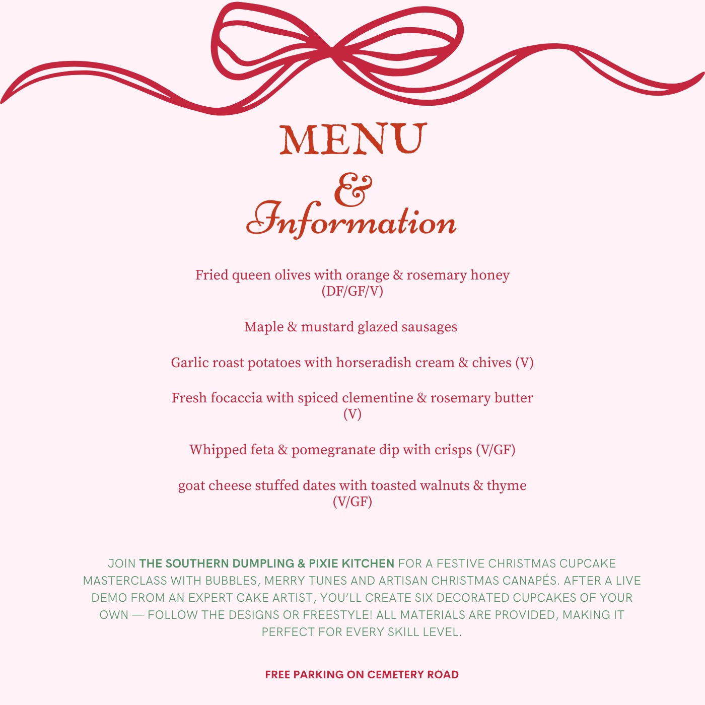 Pixie Kitchen Menu