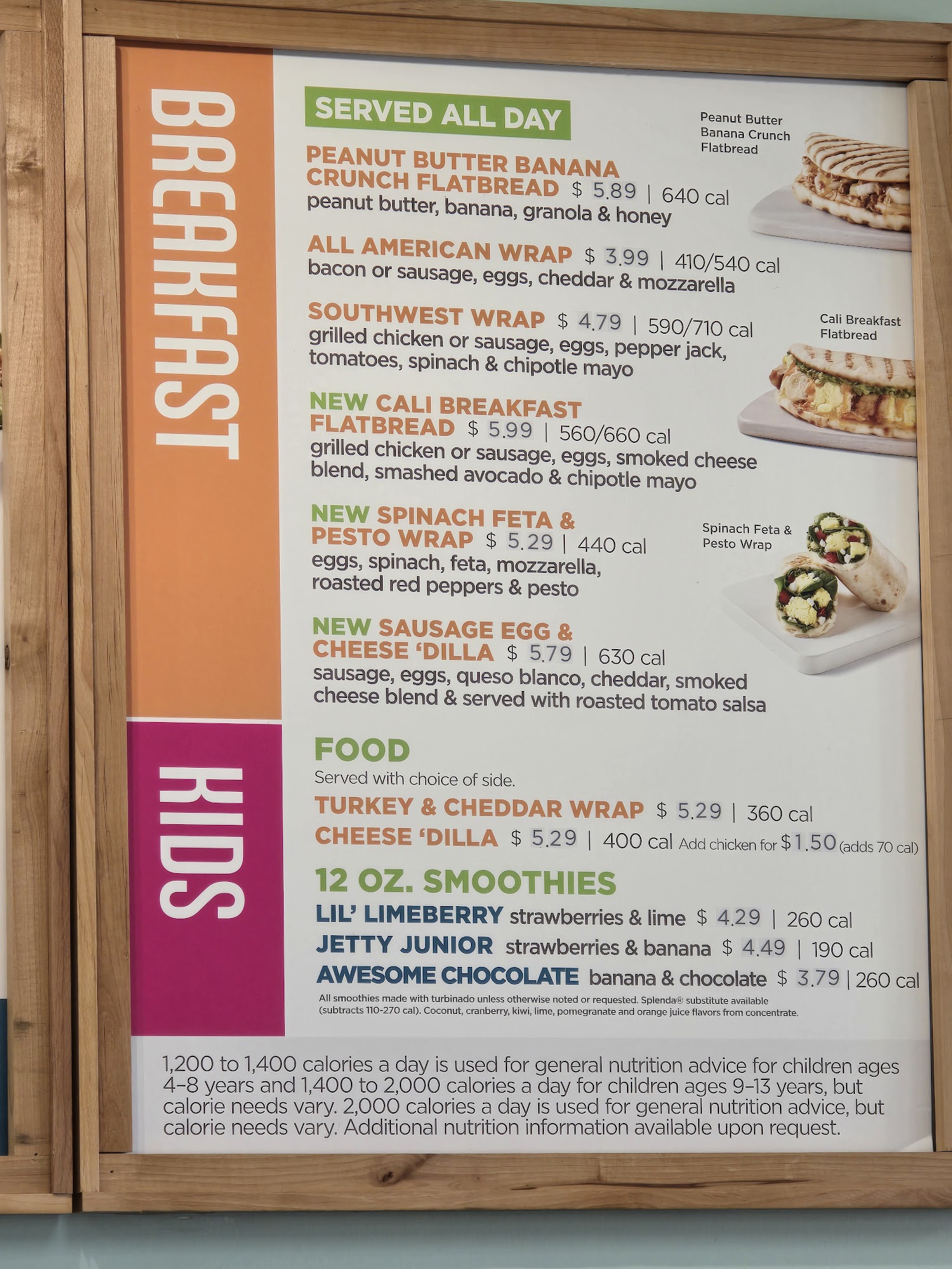 Tropical Smoothie Cafe Menu