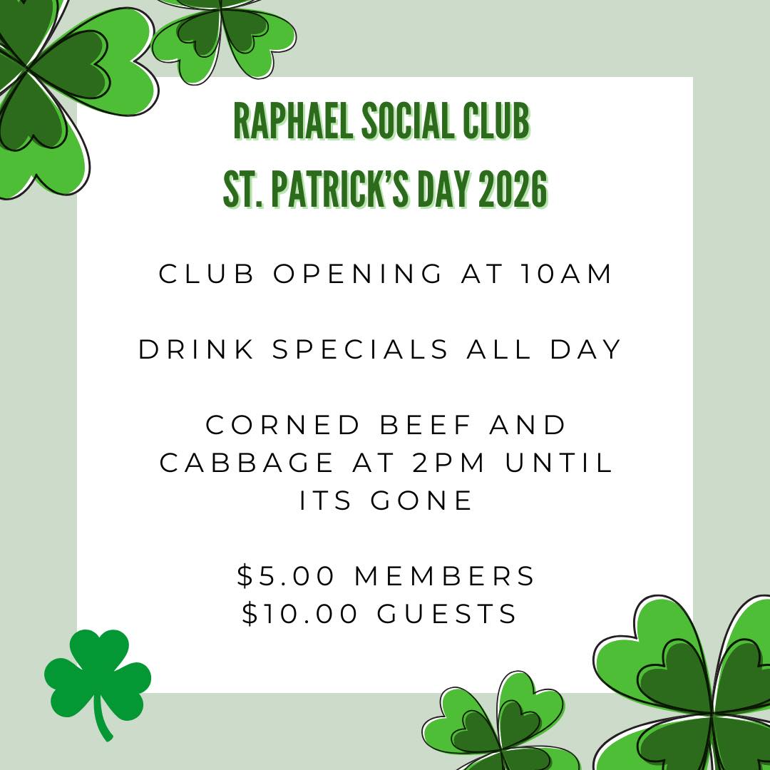 Raphael's Social Club Menu