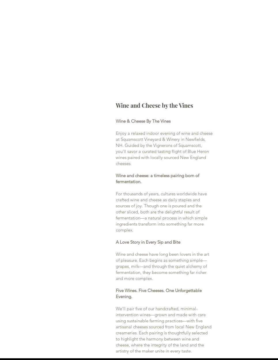 Squamscott Vineyard & Winery Menu