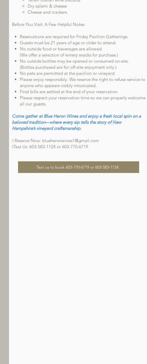 Squamscott Vineyard & Winery Menu