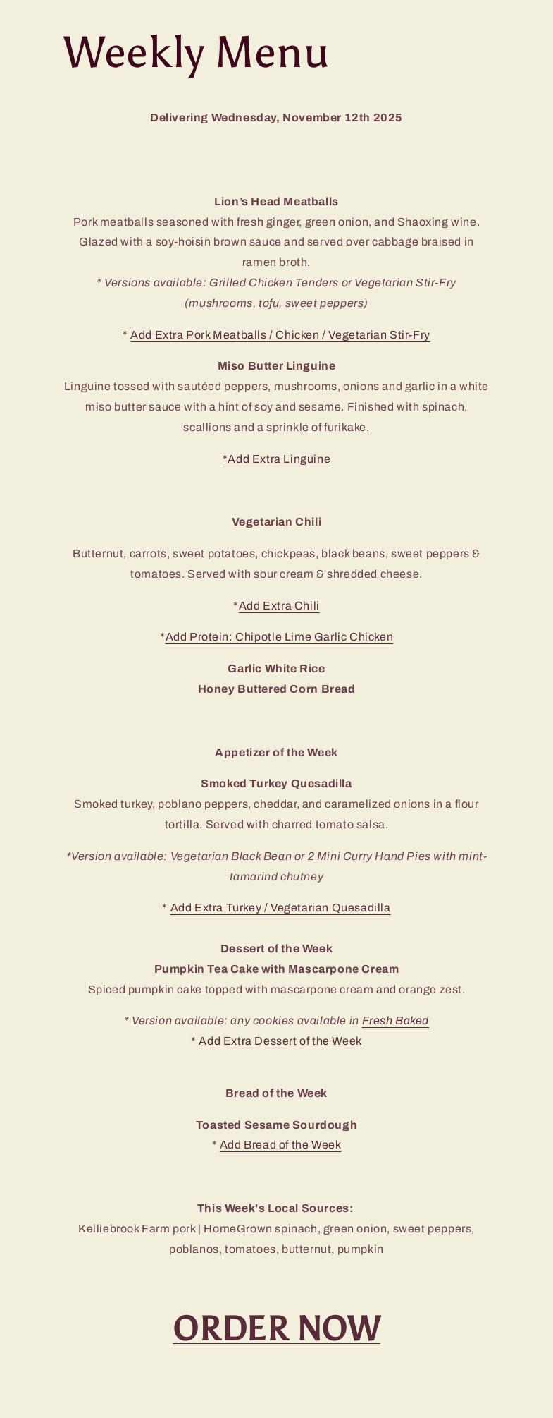 HomeGrown Eats Menu