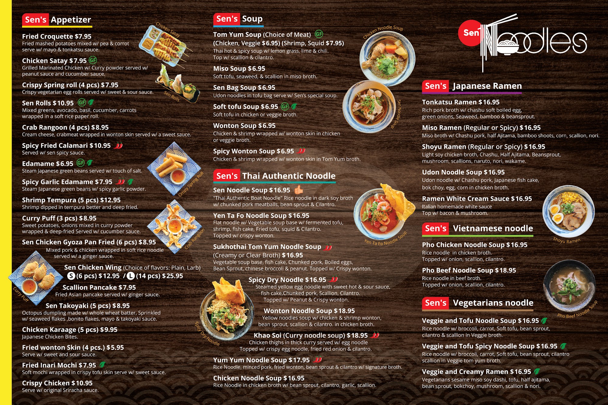 SEN NOODLES Menu