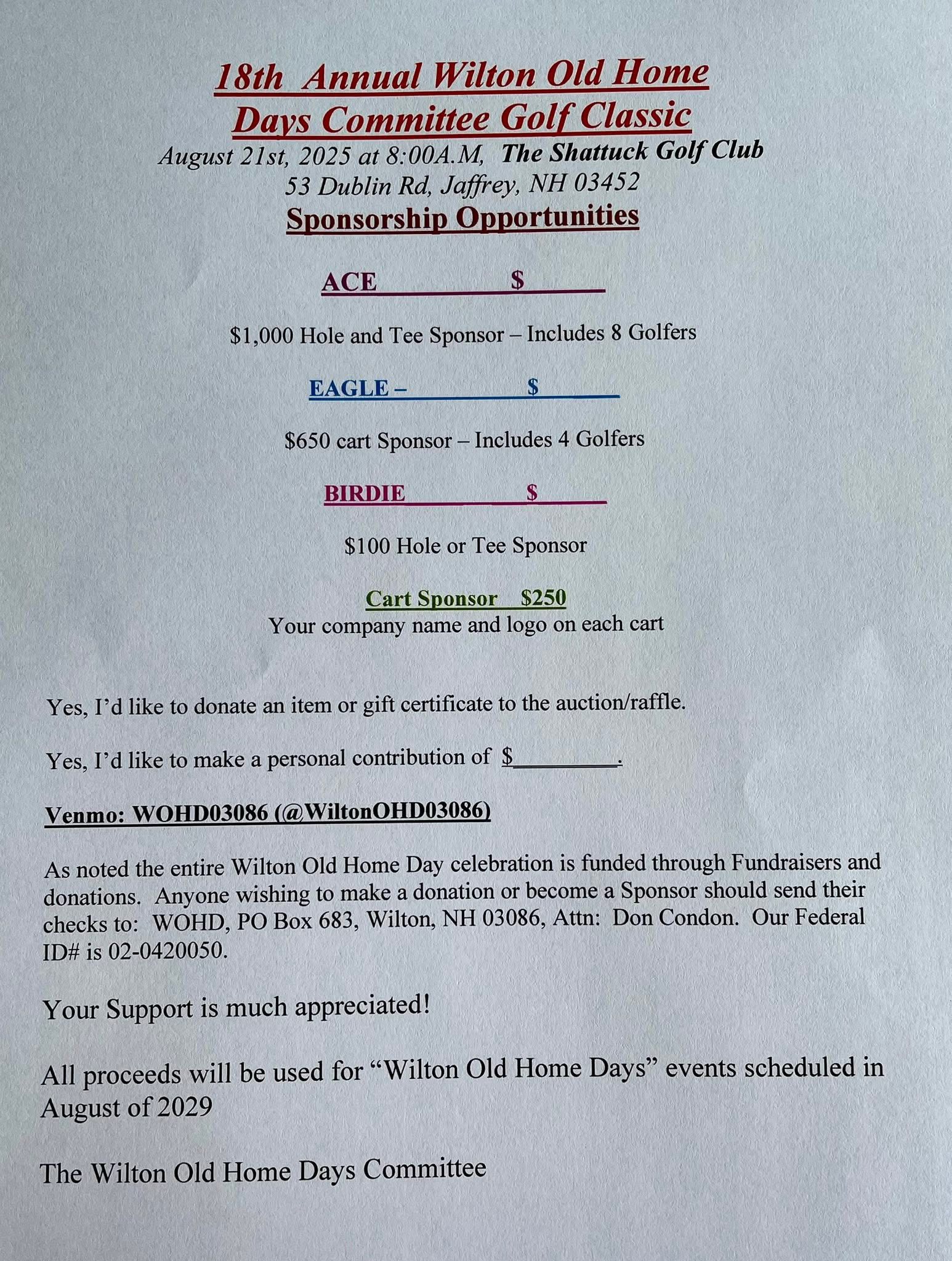 Bent-Burke Post Menu