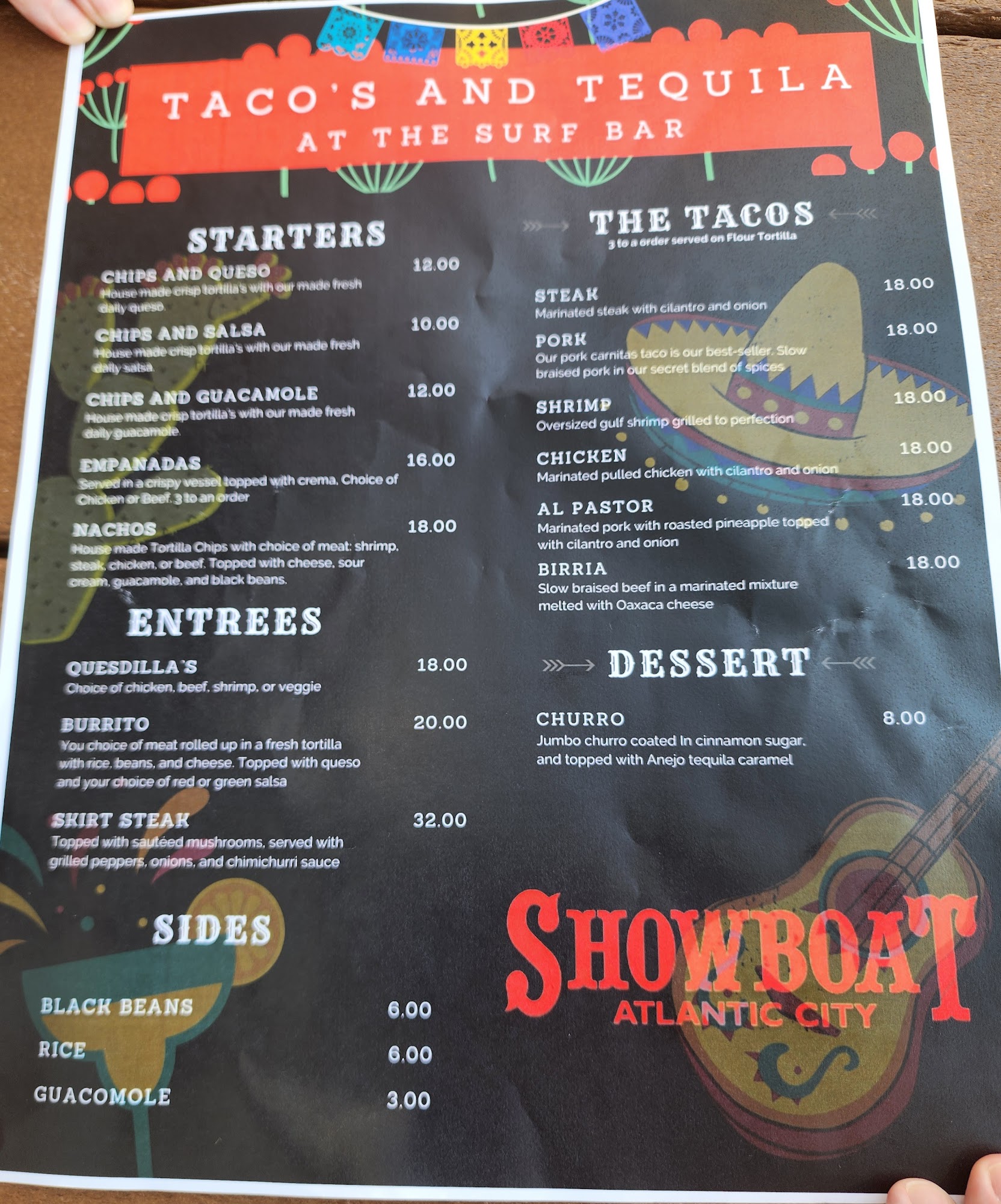 Surf Beach Bar Menu