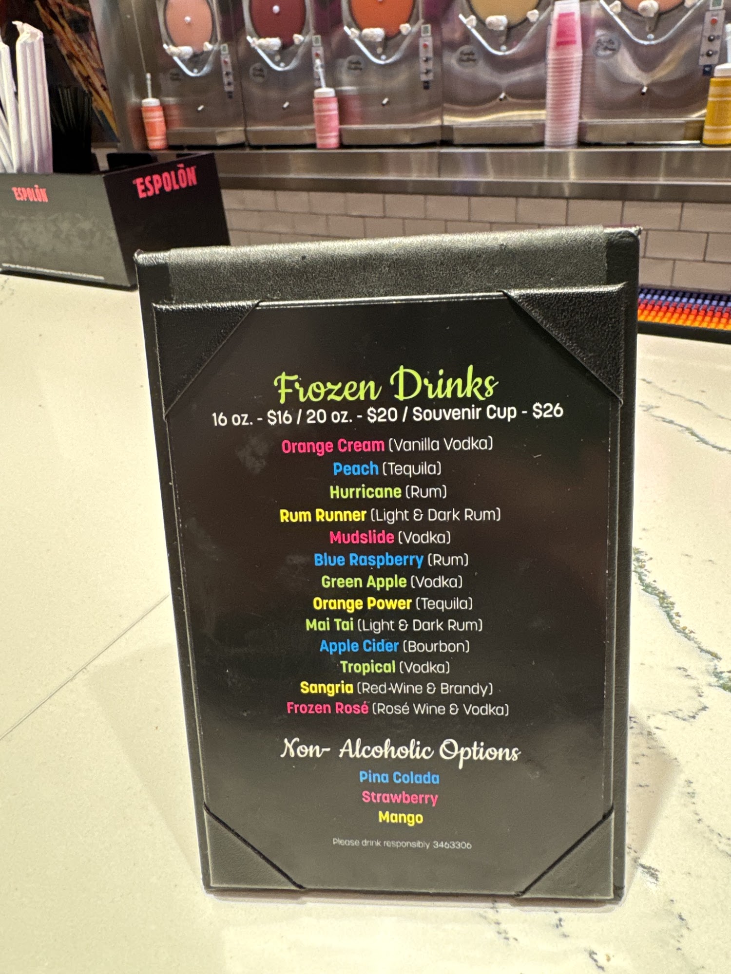 The Daiquiri Bar Menu