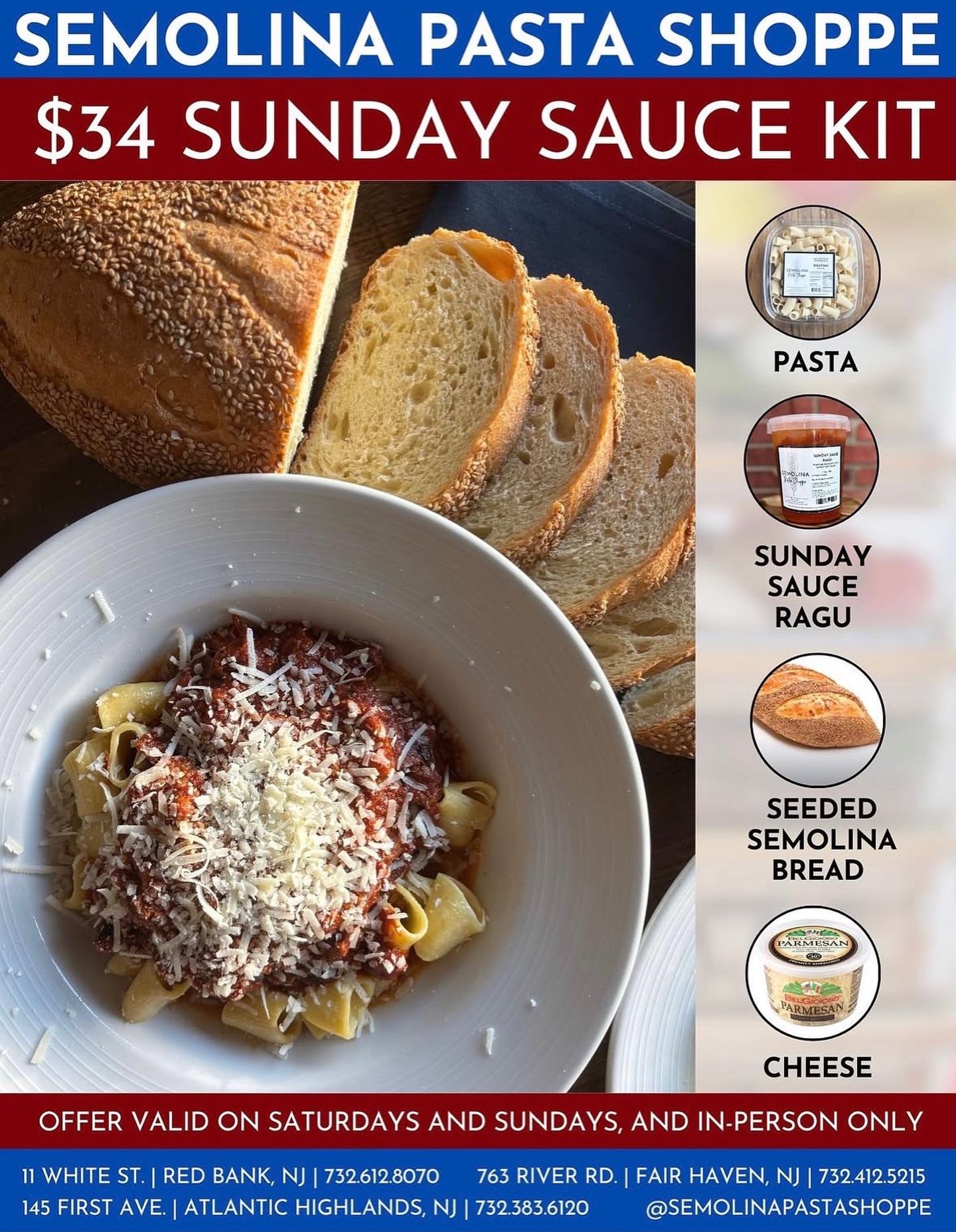 Semolina Pasta Shoppe Menu