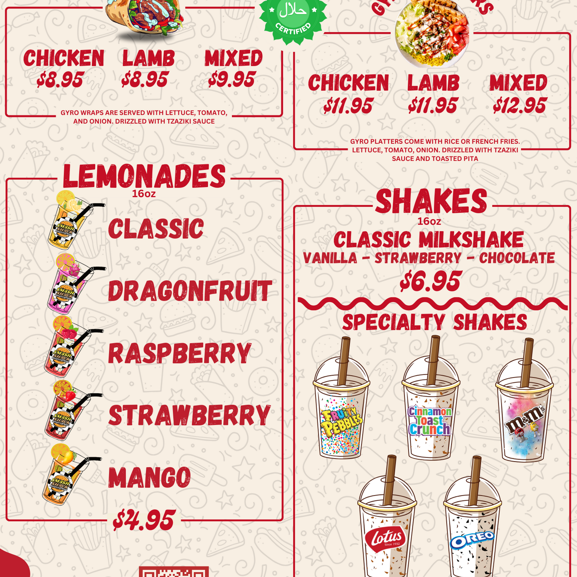 The Smash Shack Menu