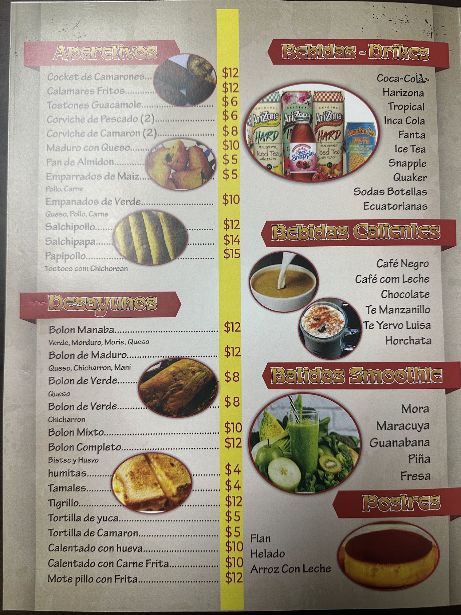 Betty’s Marisquería Restaurant Menu