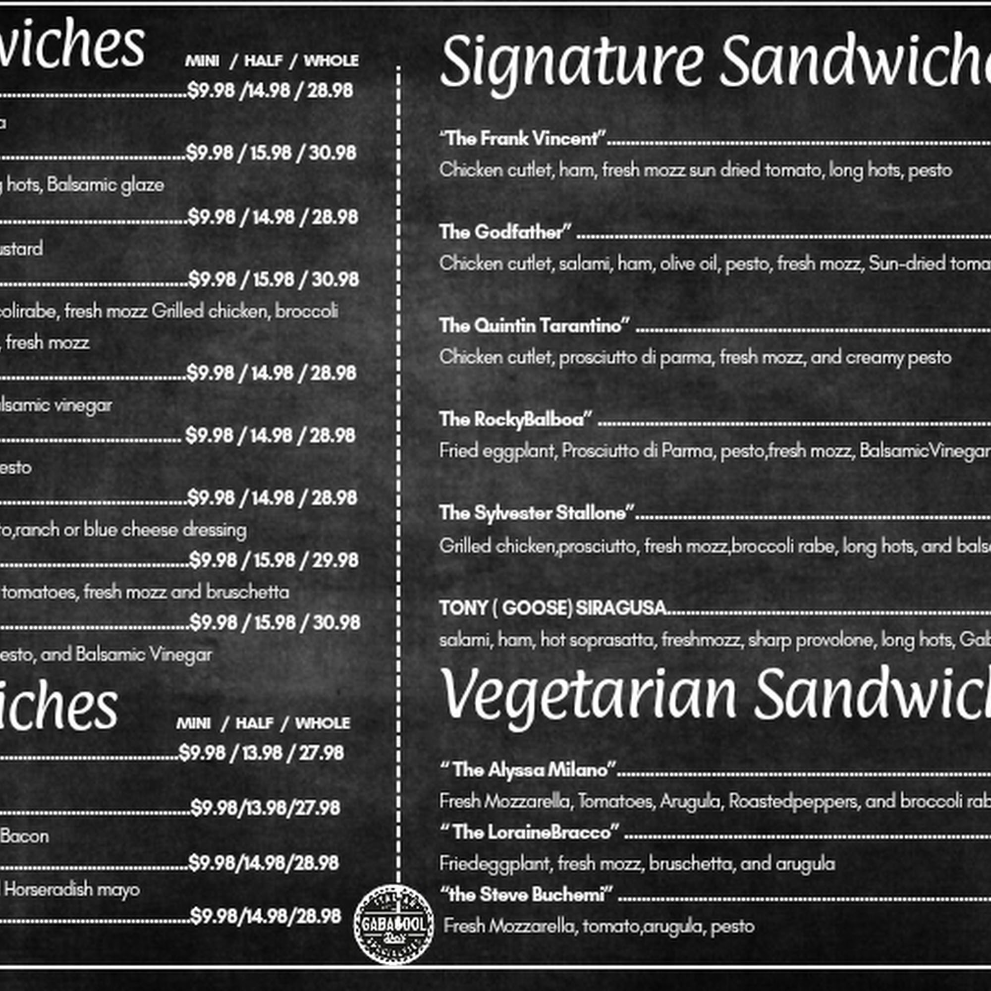 GABAGOOL Menu