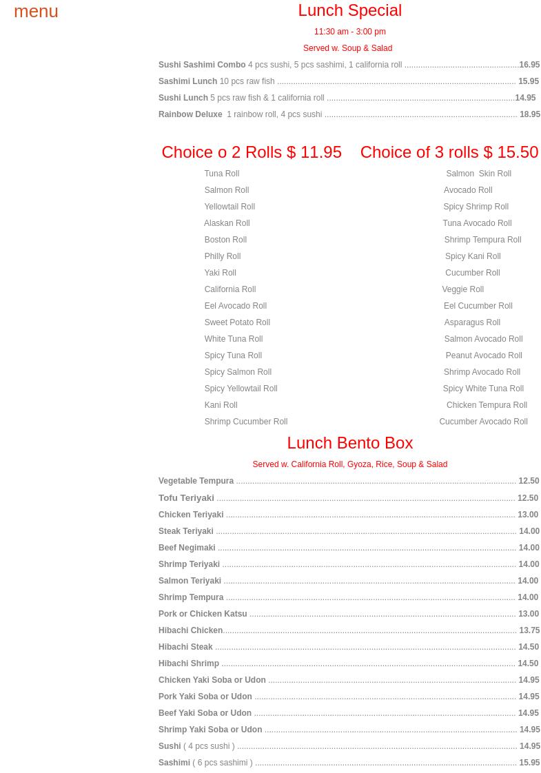 Banji Japanese Cuisine Menu