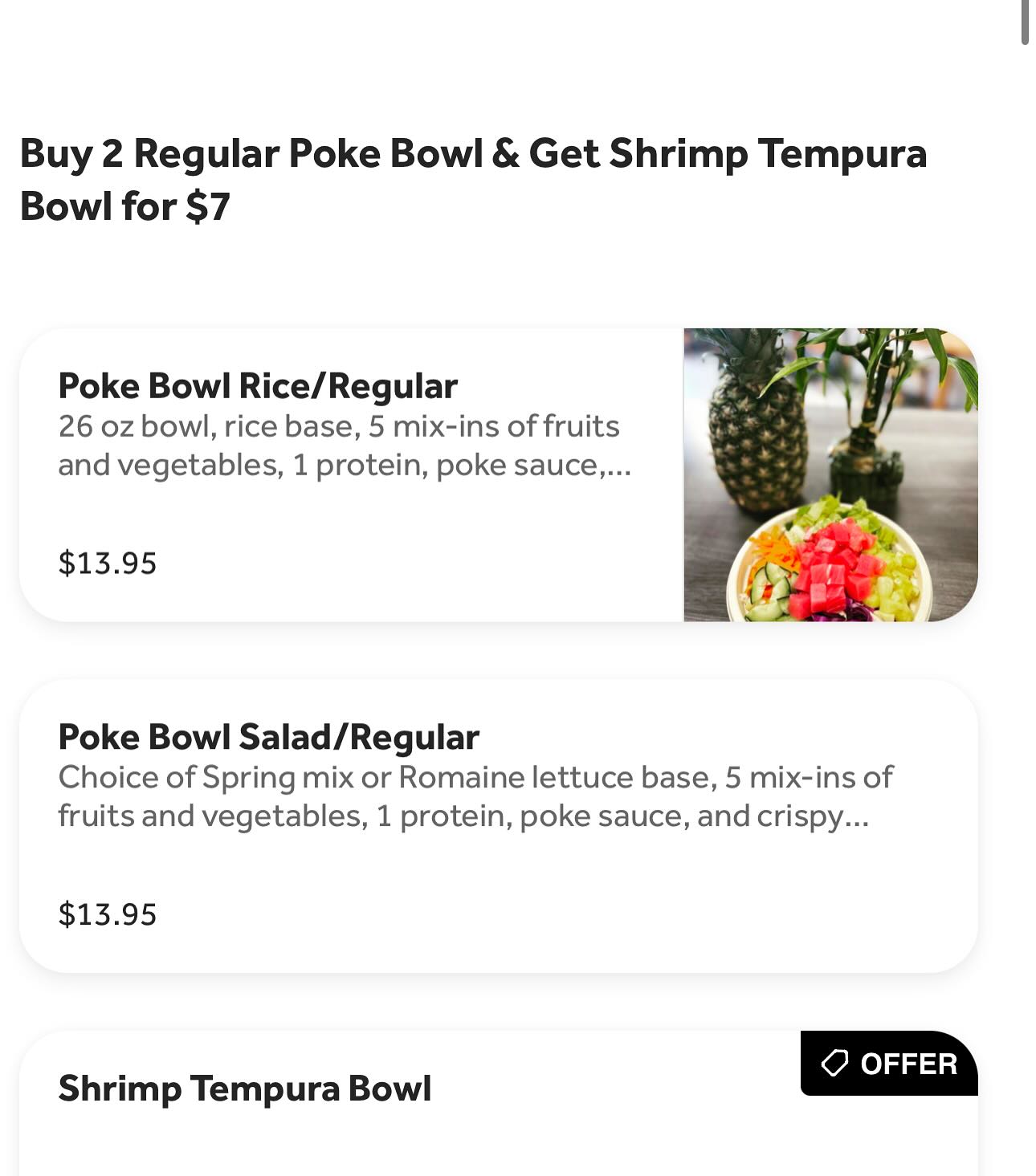 Ohana POKE BOWL Menu