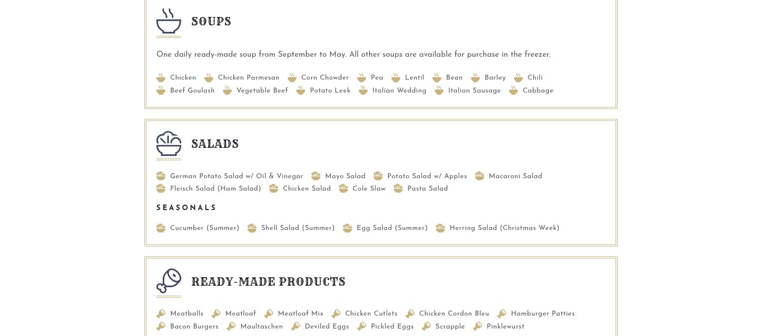 Alpine Meats and Deli Menu