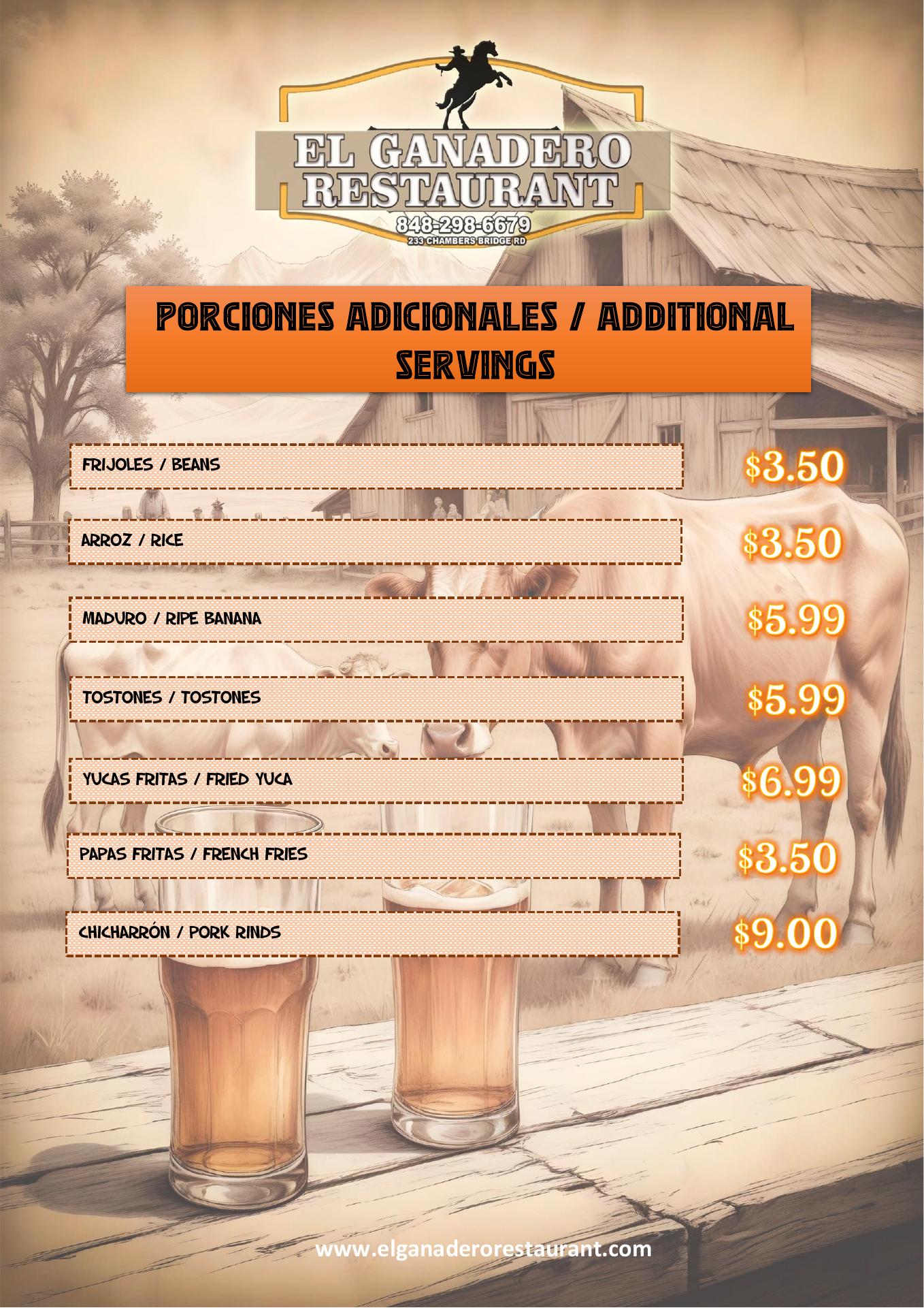 EL GANADERO RESTAURANT Menu