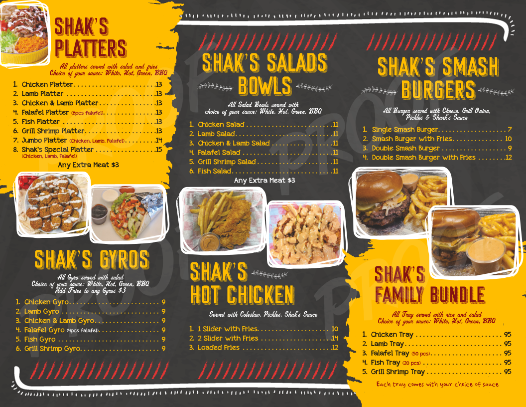 Shak's Chicken & Gyro Menu