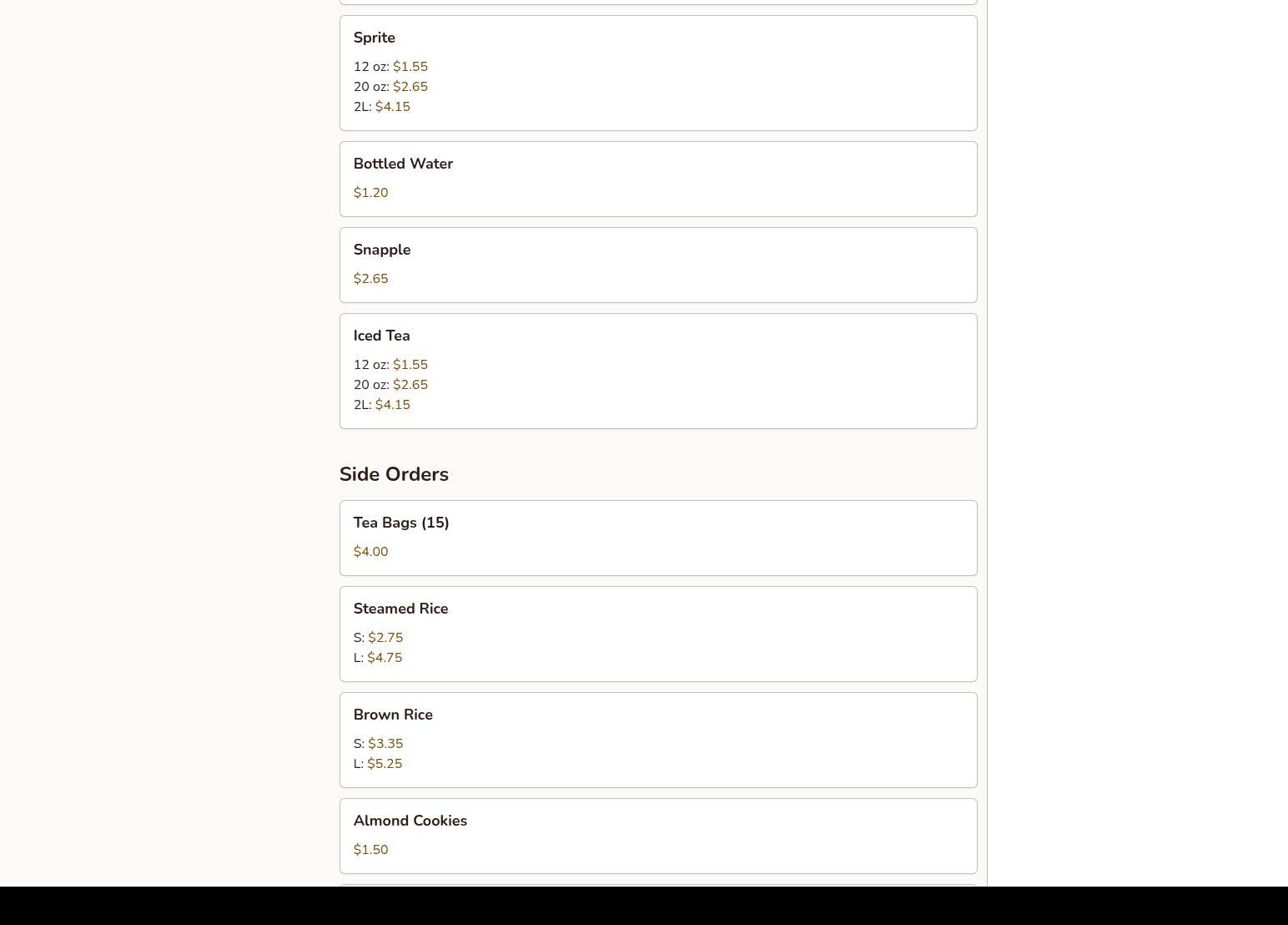 Hong Kong Chinese Kitchen Menu