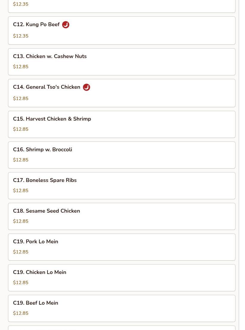 Hong Kong Chinese Kitchen Menu