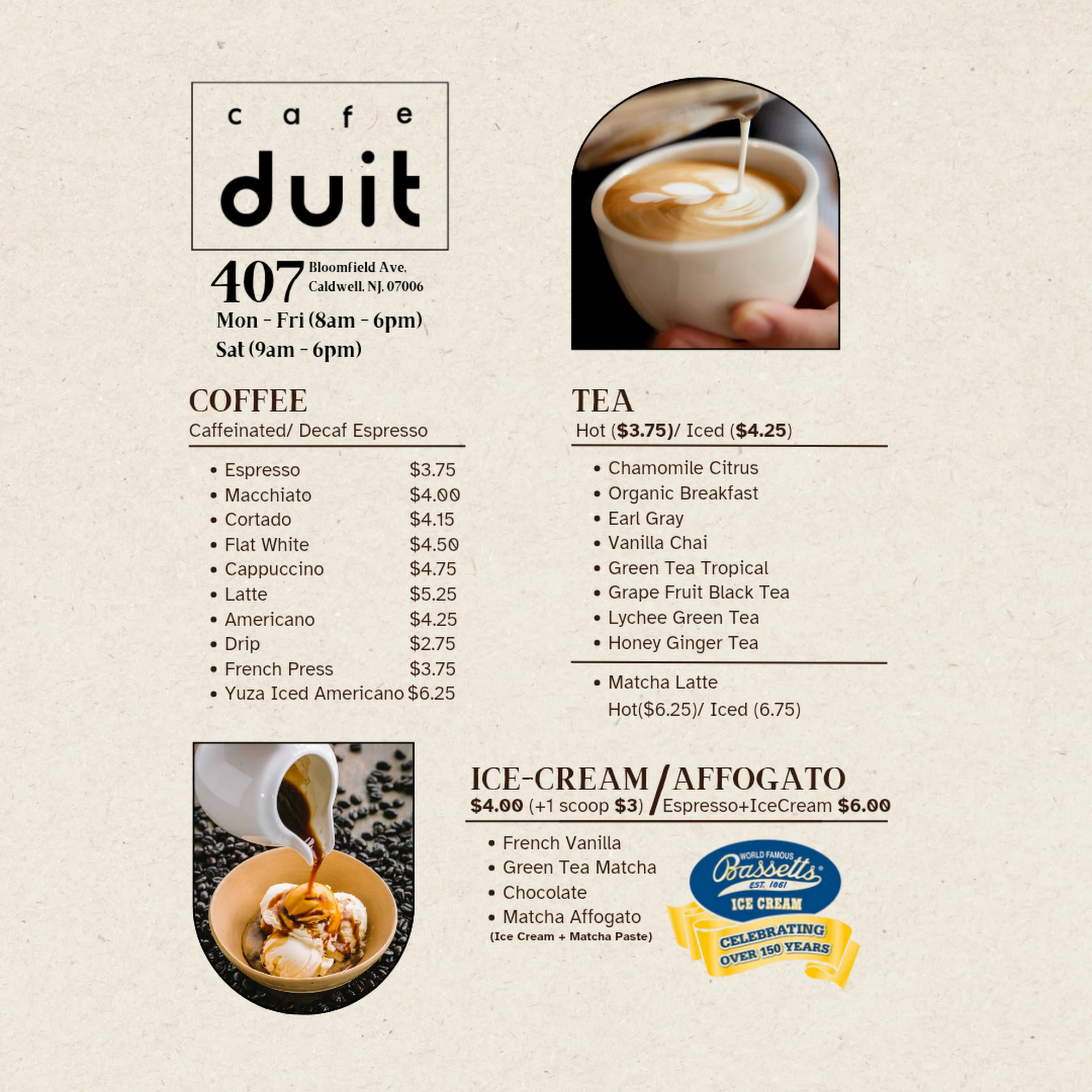 Cafe' DUIT Menu