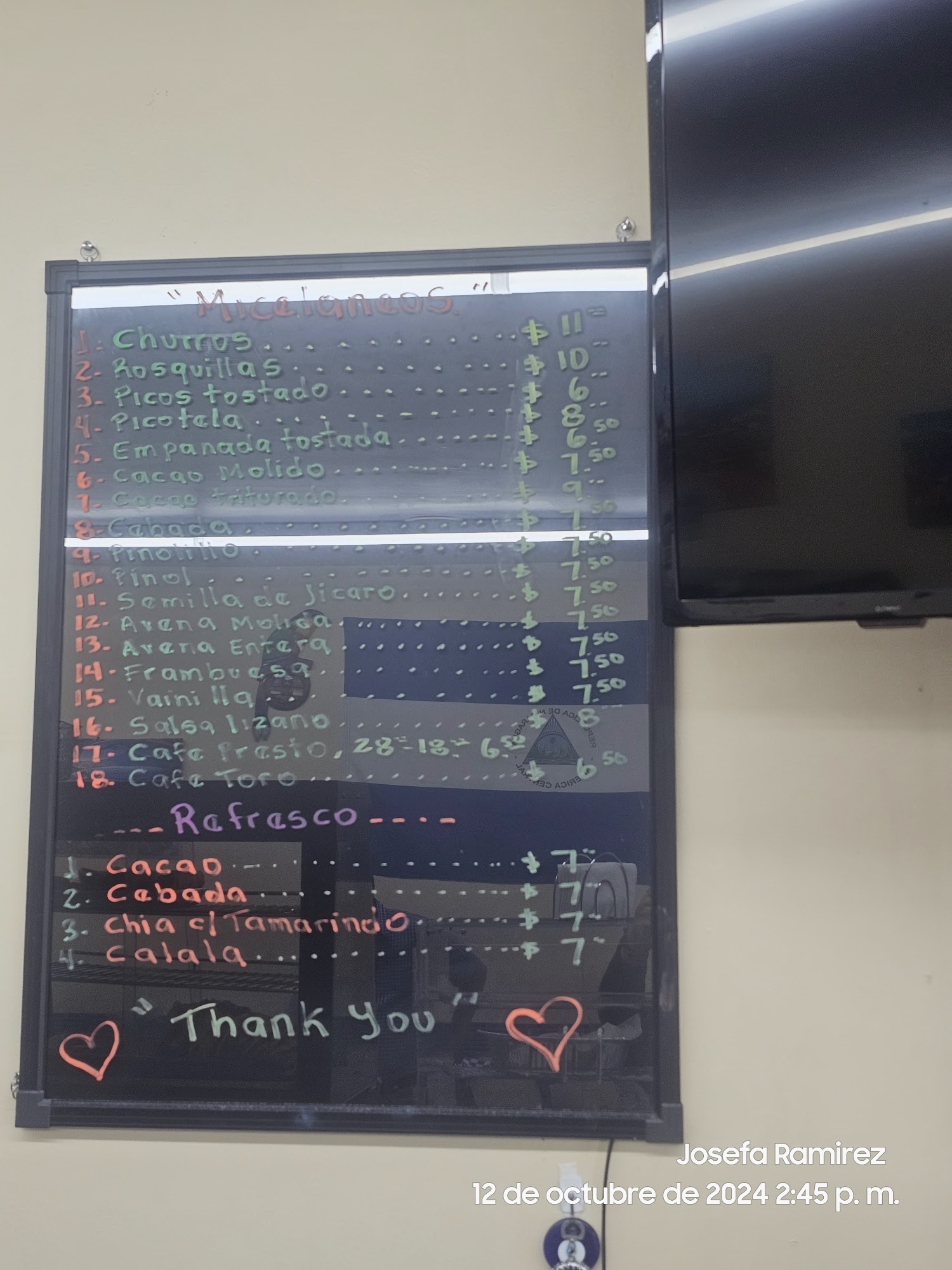 Sabor nica latin Menu