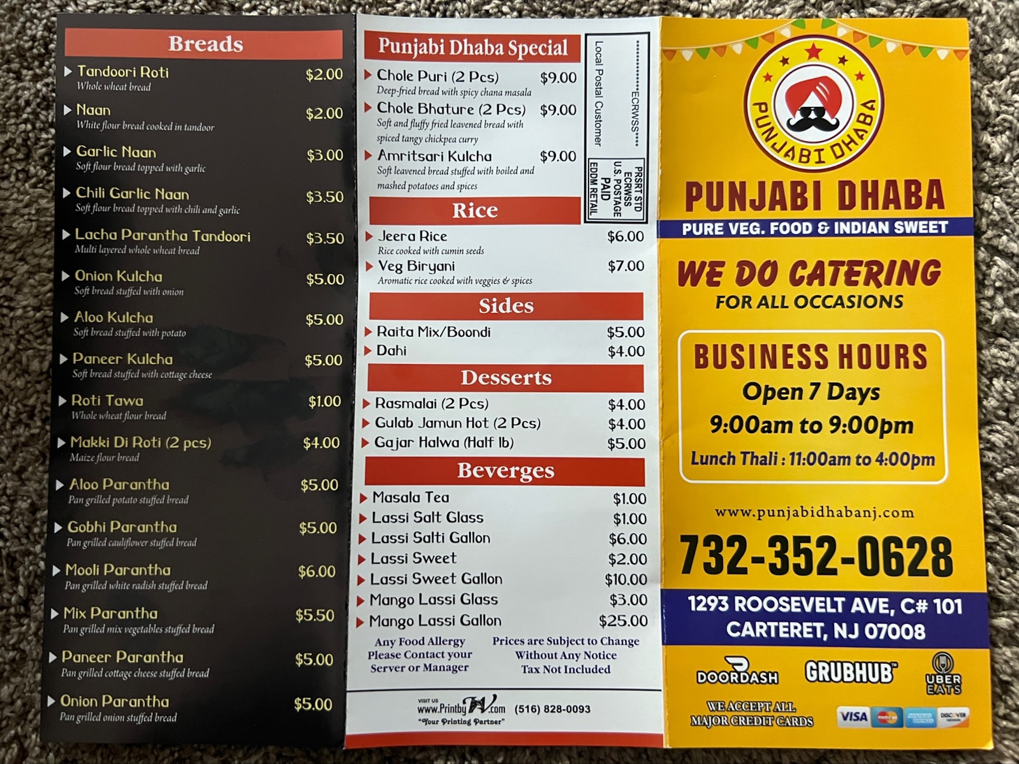 Punjabi Dhaba Menu