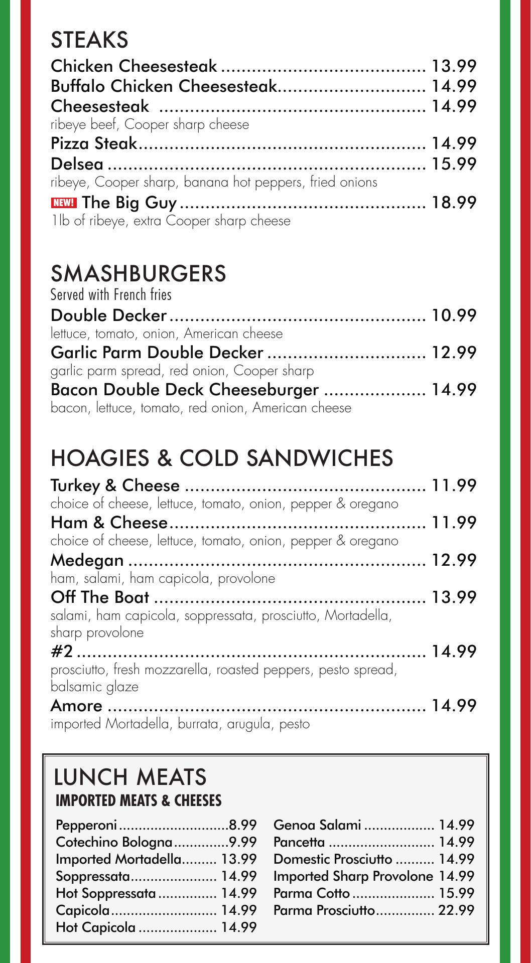 Croce Pasta & Italian Specialties Menu
