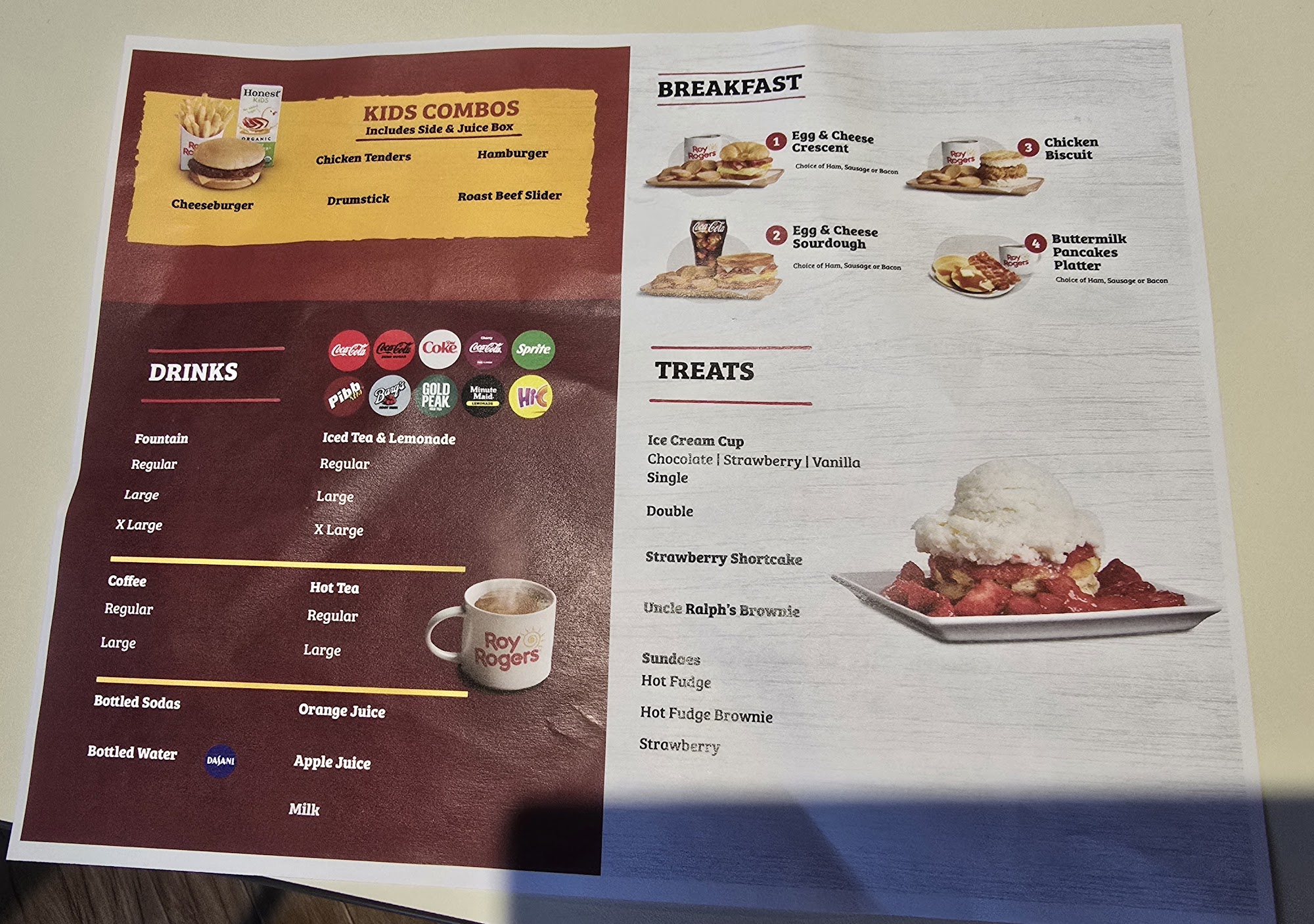 Roy Rogers Menu