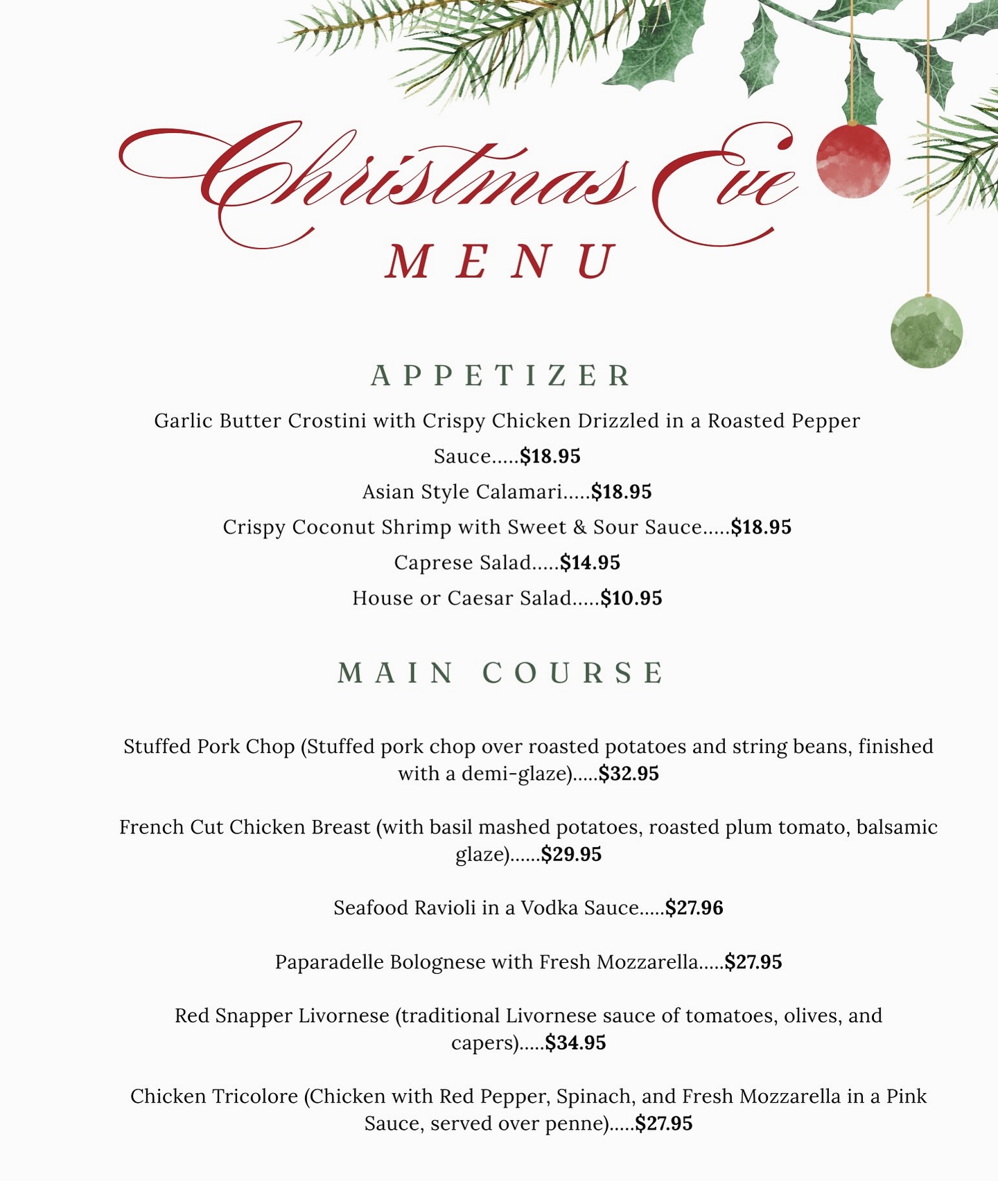 Monte Casa Menu