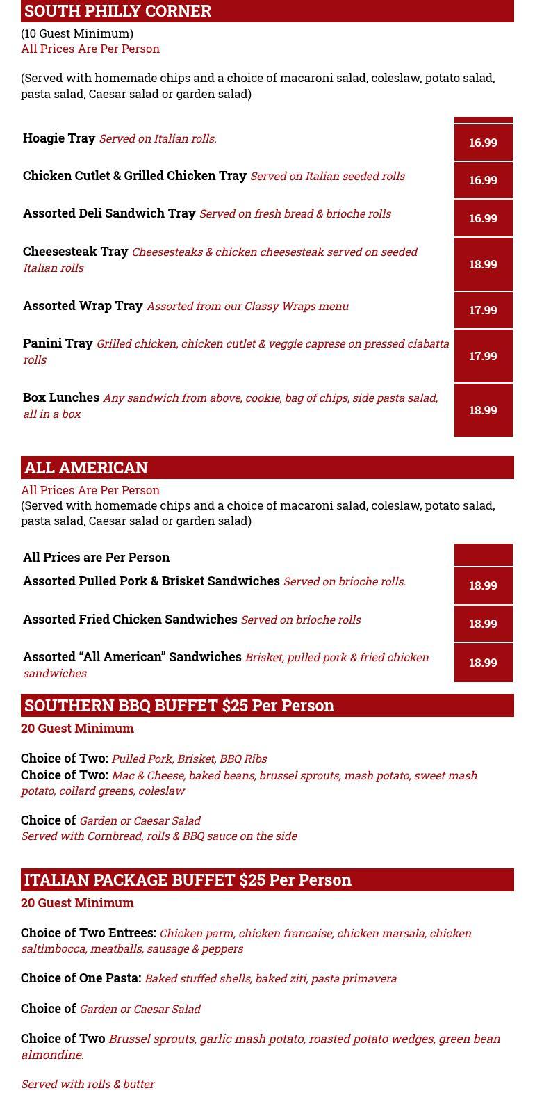 Classy Cow Food Joint Menu