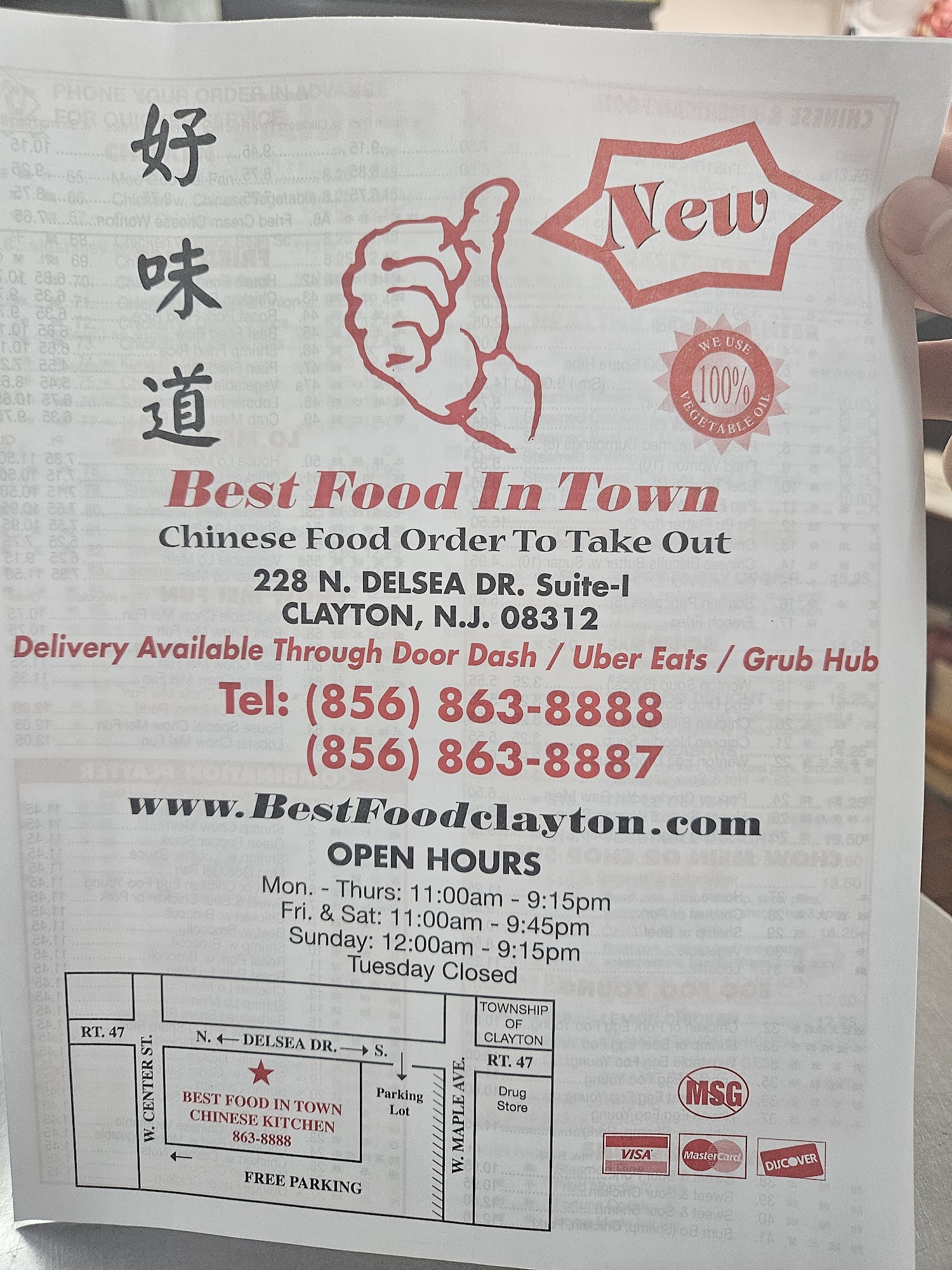 Best Food In Town Menu
