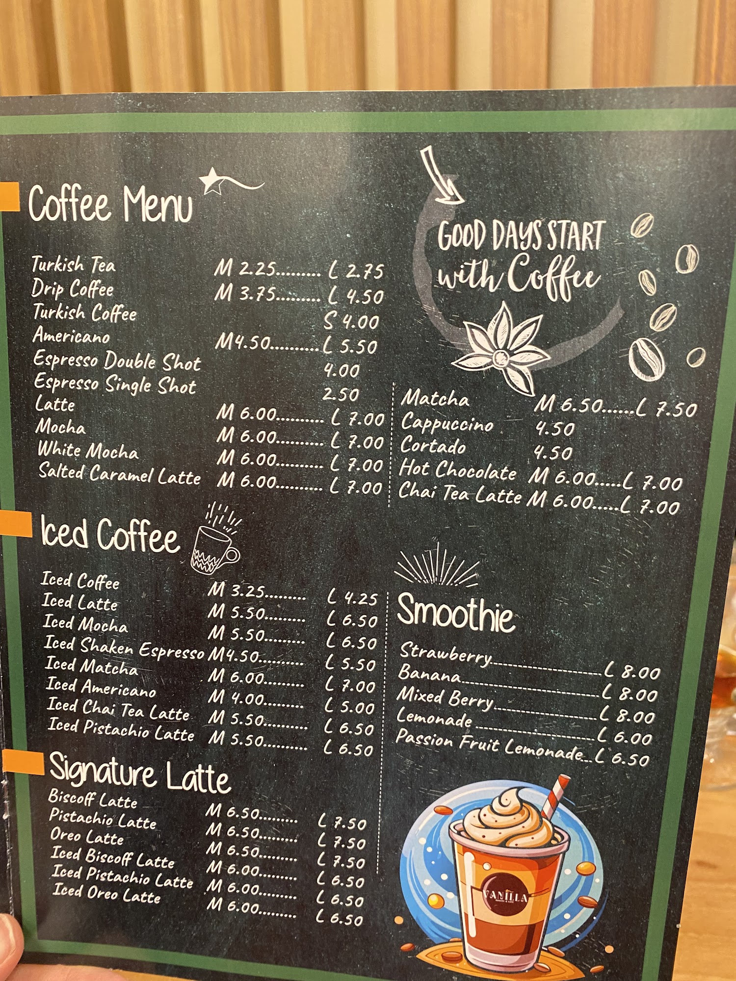 Vanilla Bakery & Cafe Menu