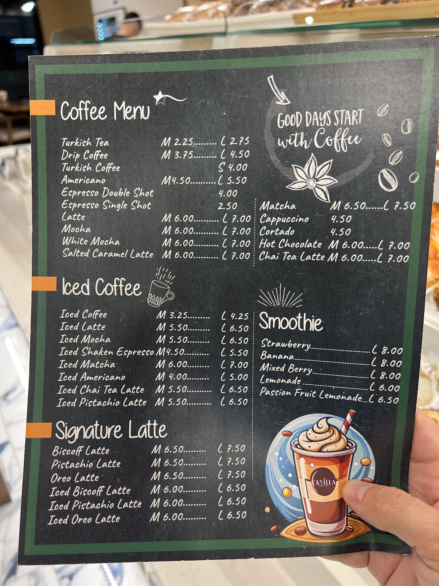 Vanilla Bakery & Cafe Menu