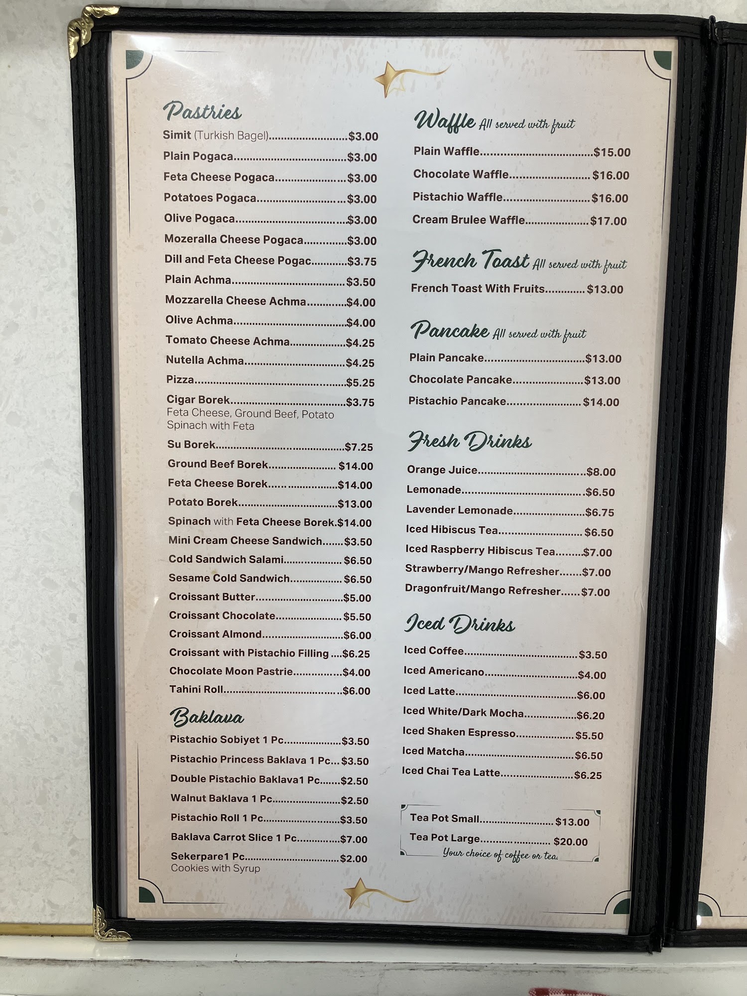 Vanilla Bakery & Cafe Menu