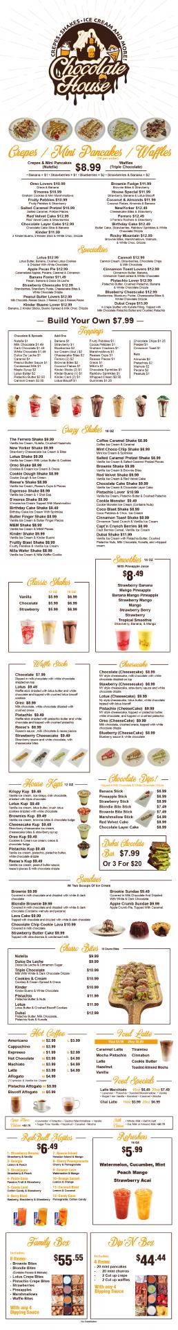 Chocolate House Clifton Menu