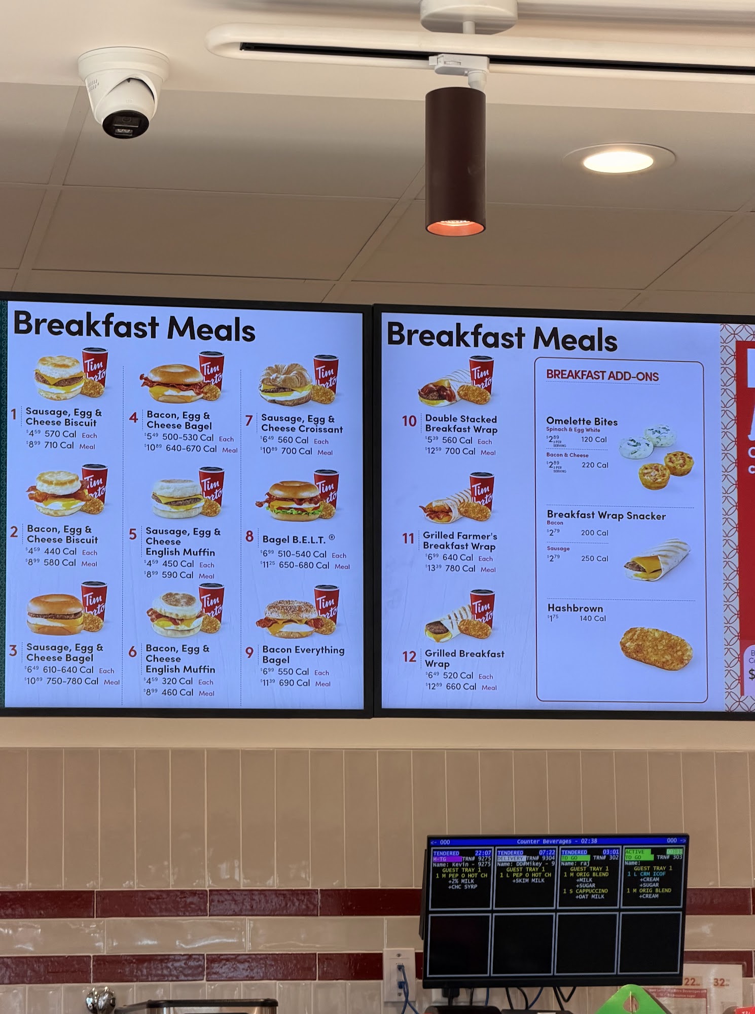 Tim Hortons Menu