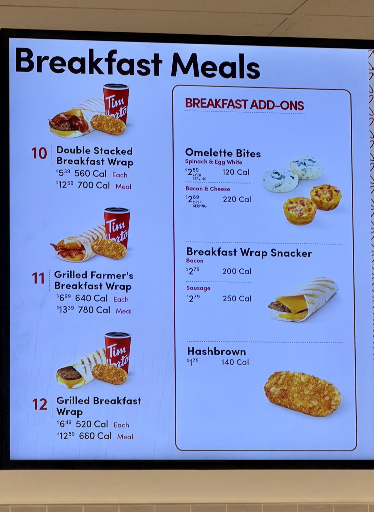 Tim Hortons Menu