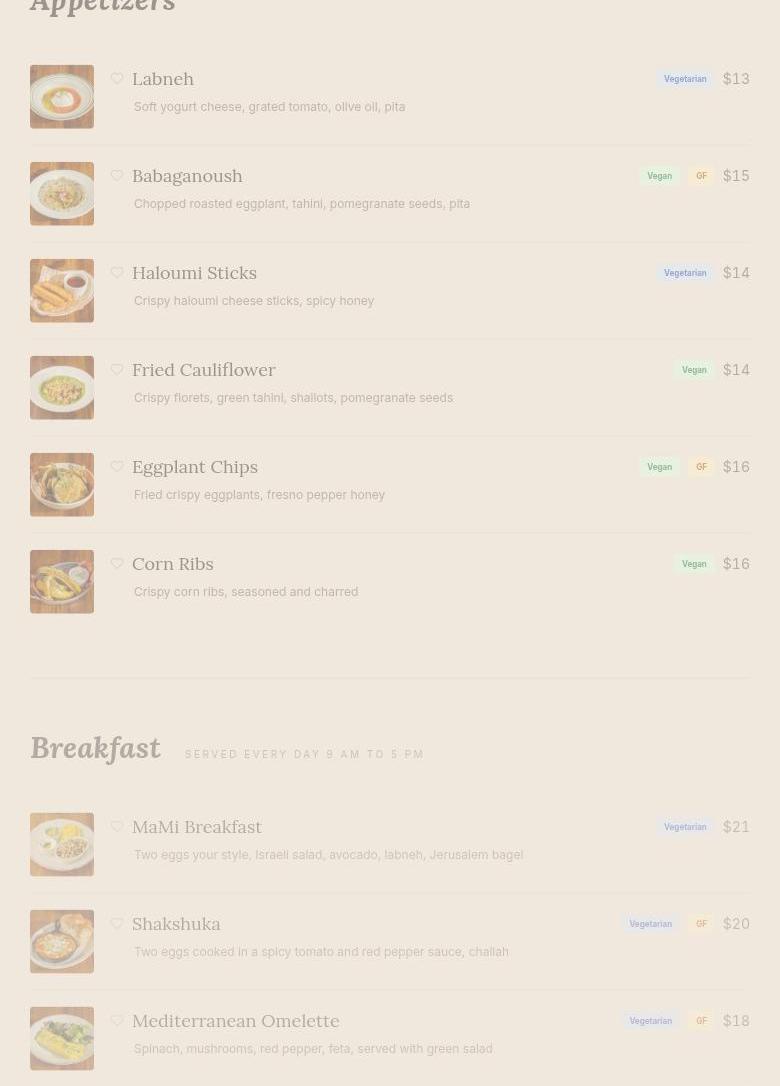 Mami Menu