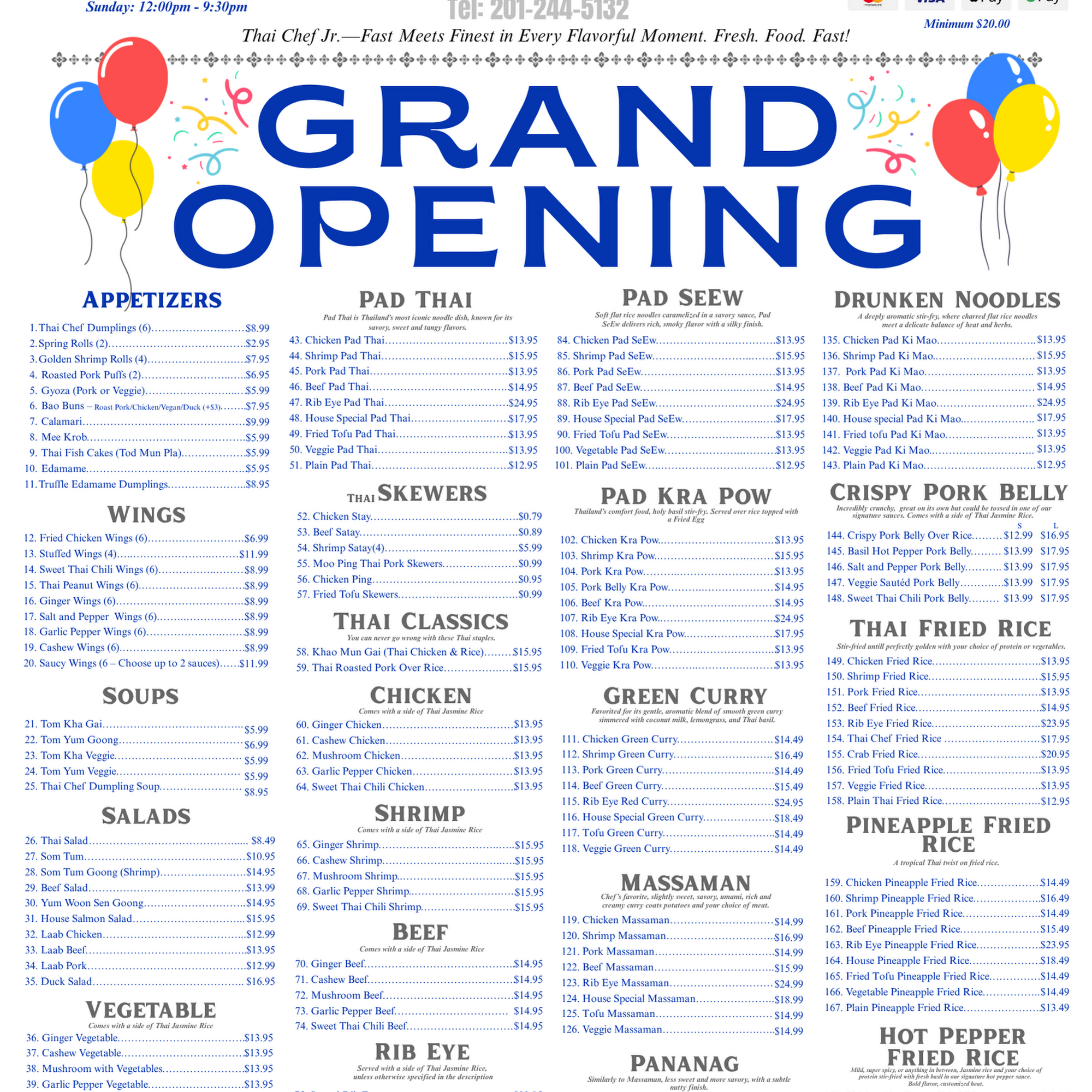 Thai Chef Jr. Menu
