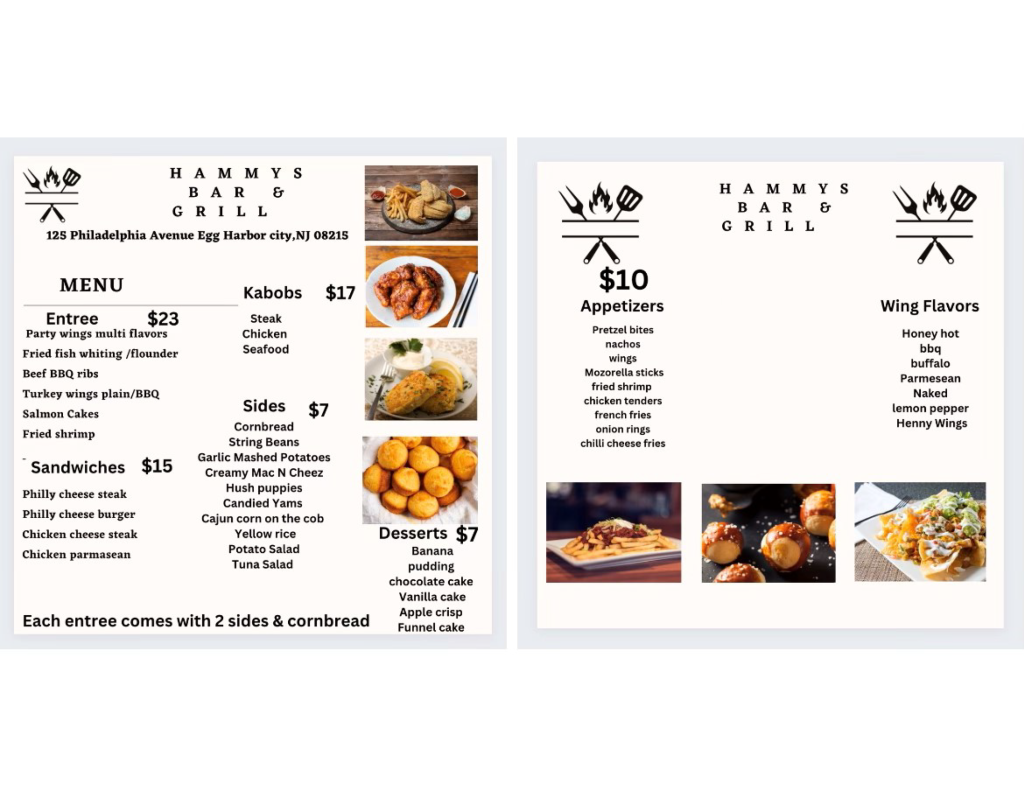 Hamy's Bar & Grill Menu
