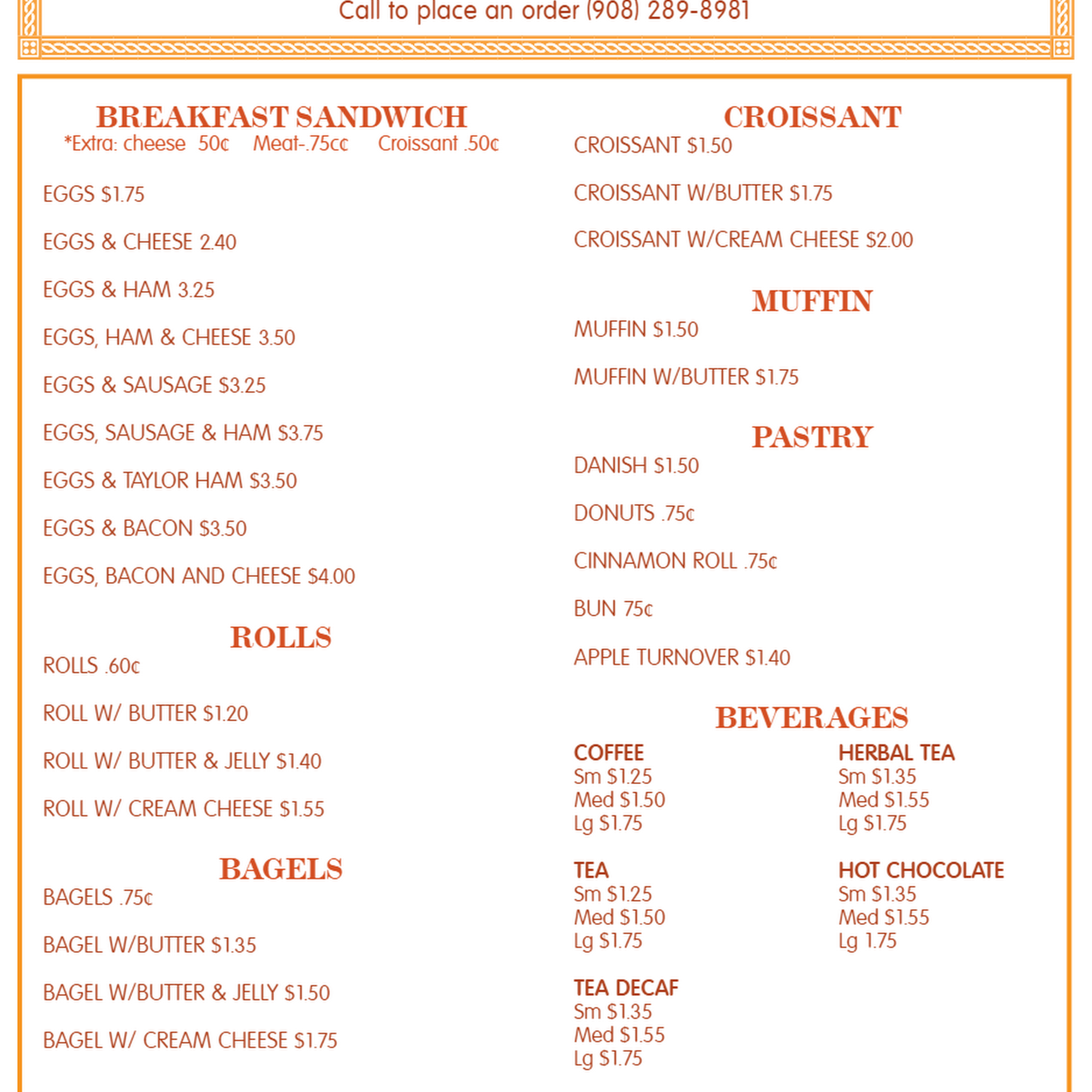 Leeside Deli Menu