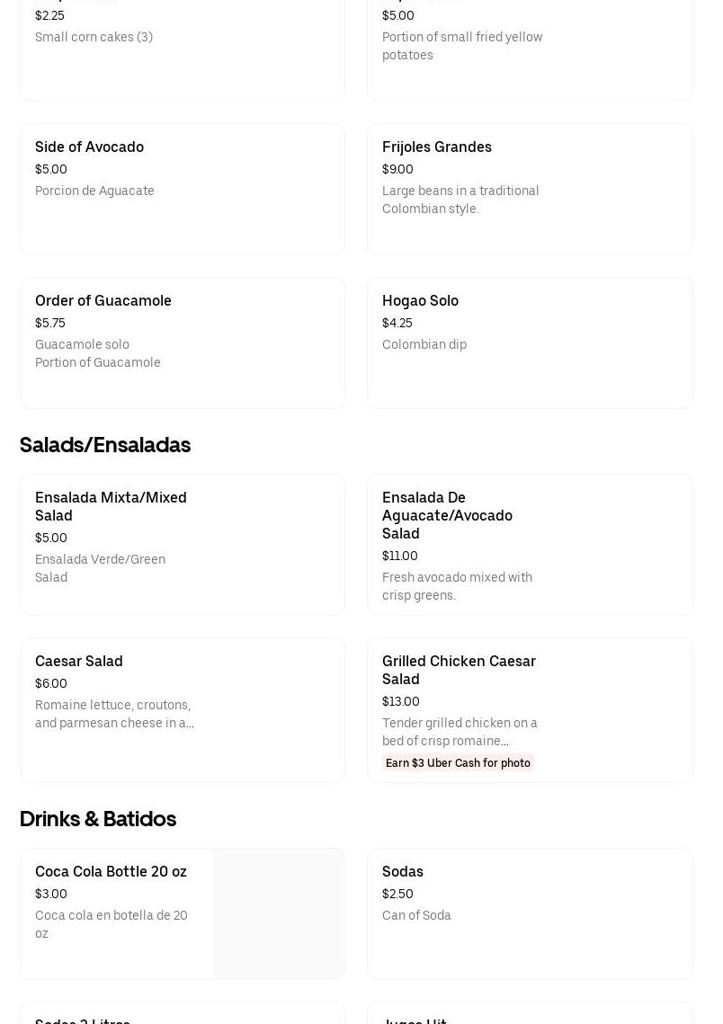 Mi Colombia Bakery Menu