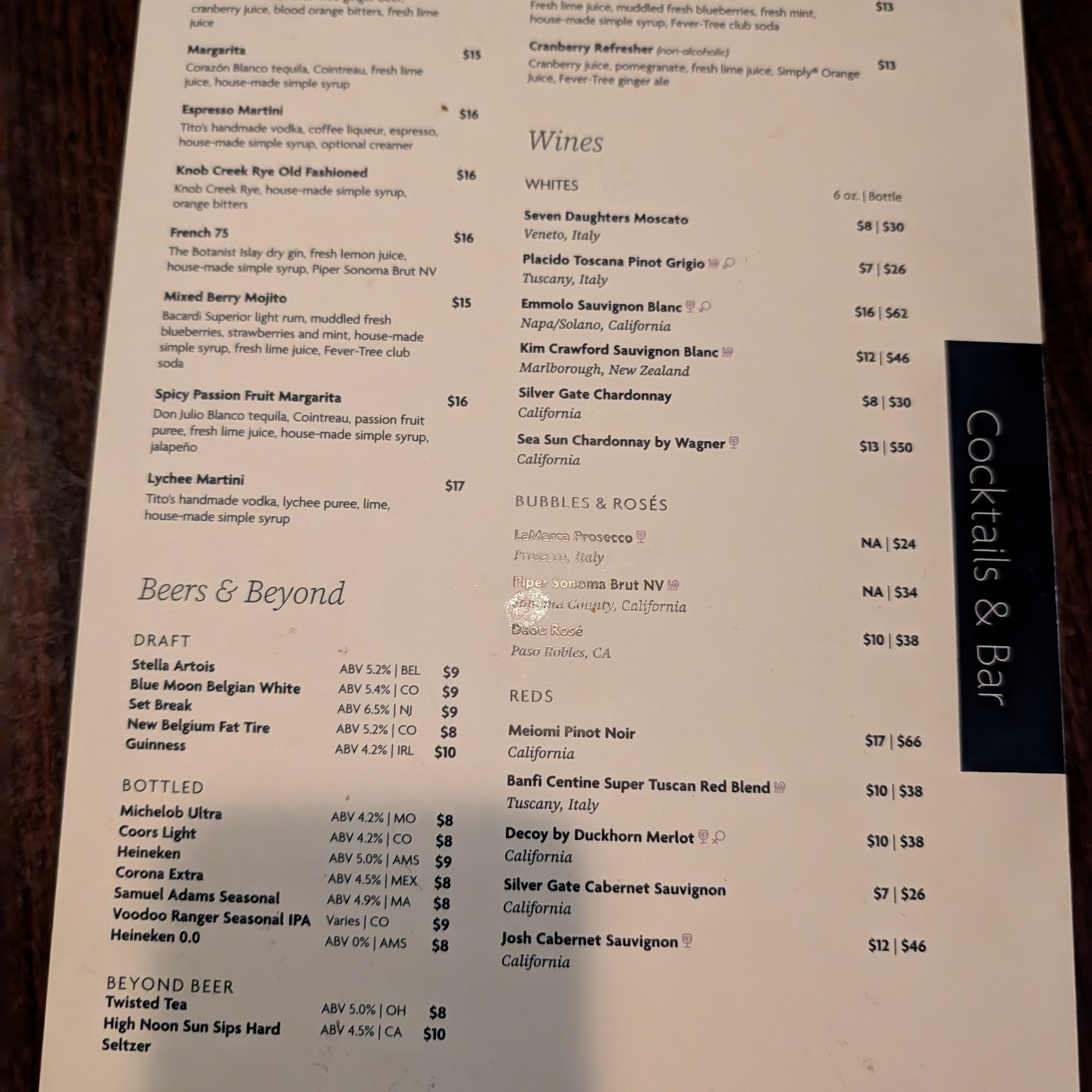 TKP BAR & GRILL Menu