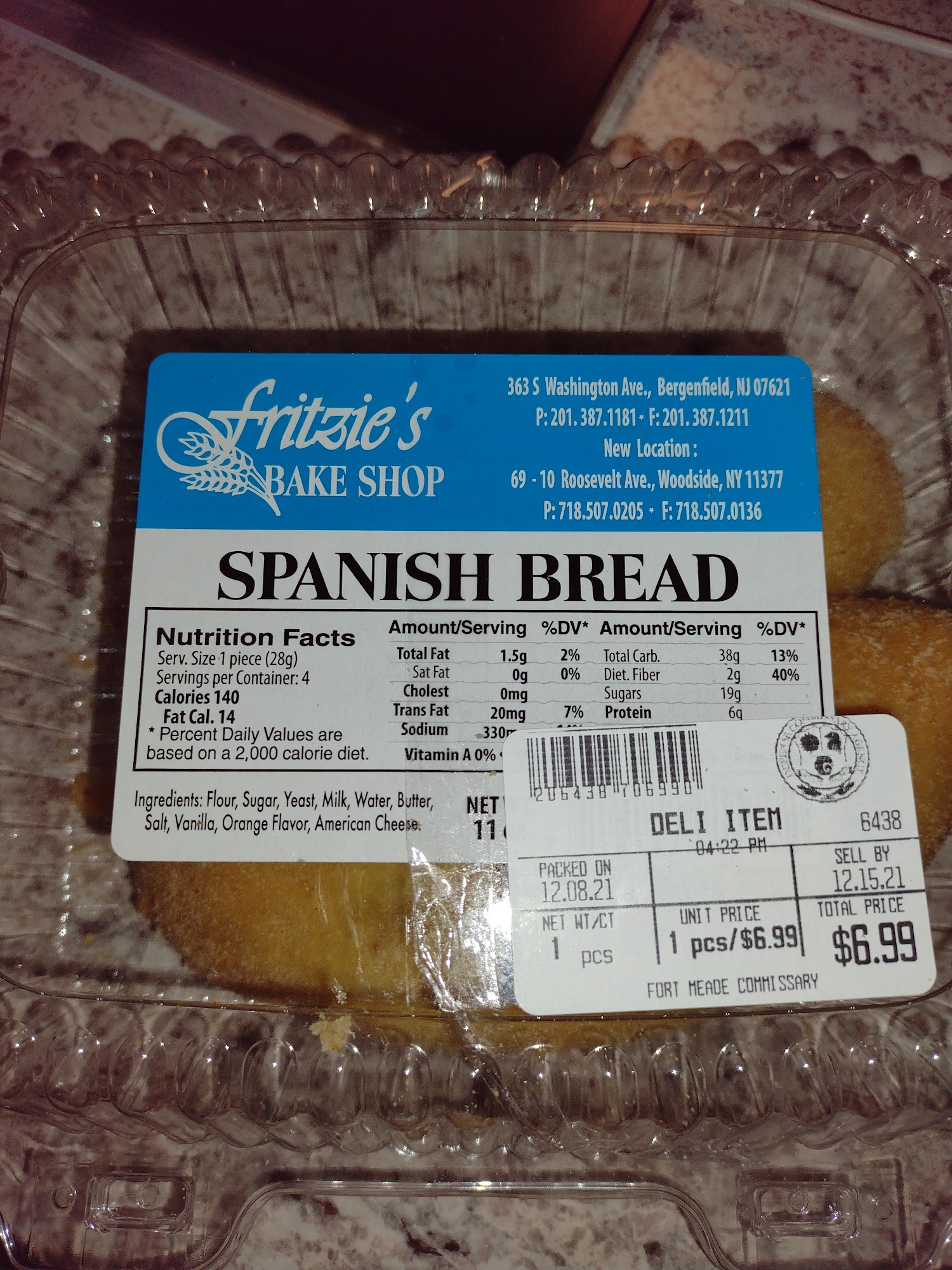 Fritzie's Bake Shop Menu