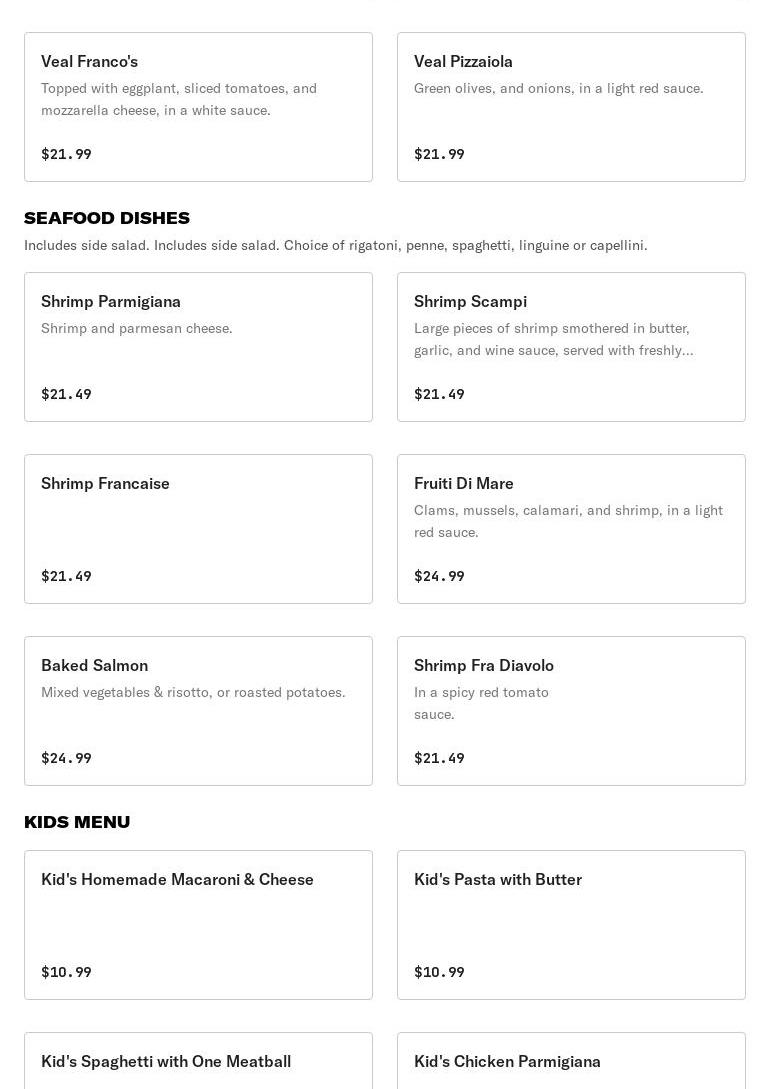 Francos pizzería and restaurant Menu