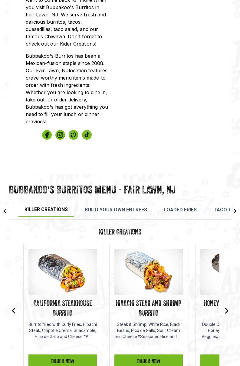 Bubbakoo's Burritos Menu