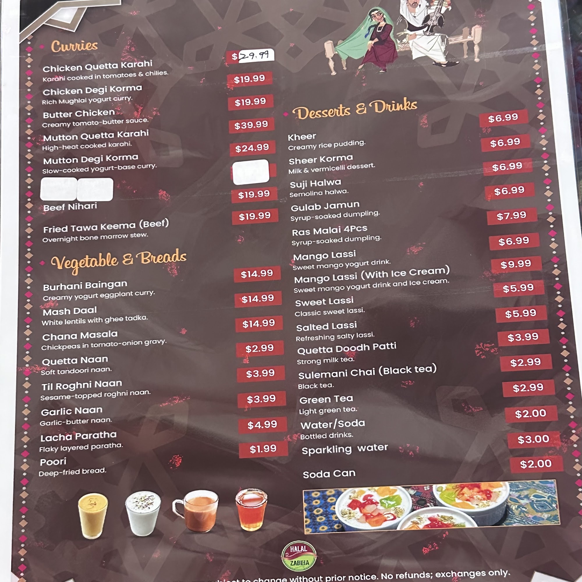 Balochistan Restaurant and Catering Menu